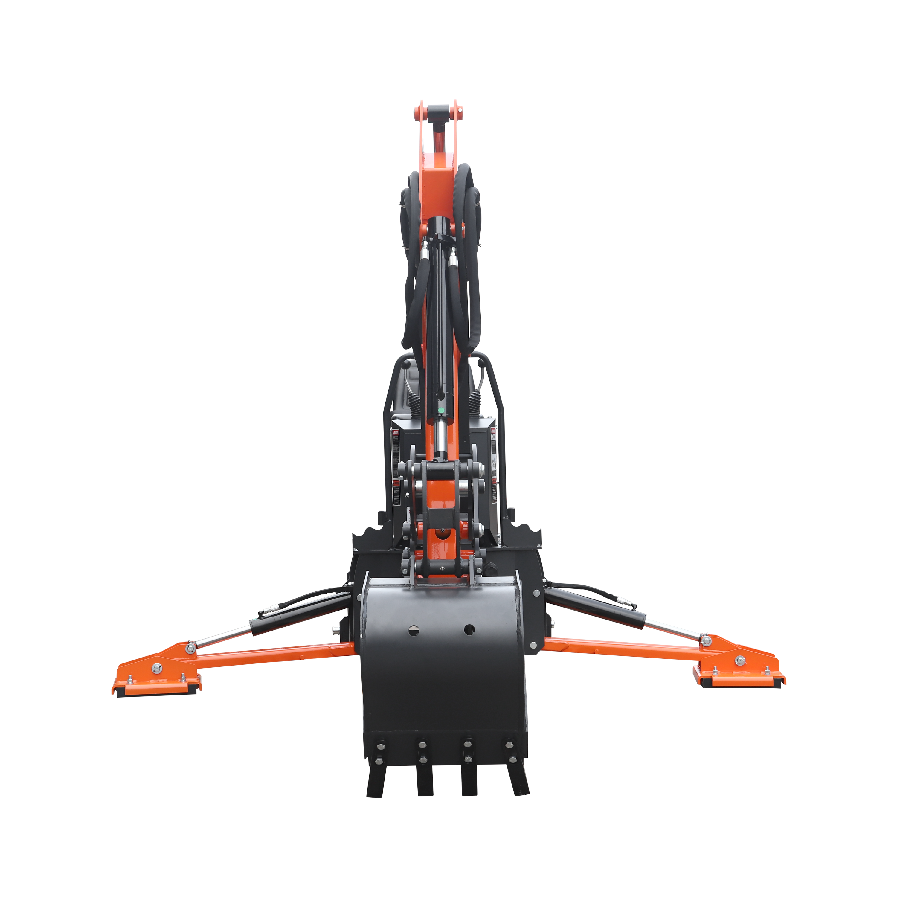8'2" Tractor  Backhoe with Curved Boom, Italian Original WALVOIL Seven Way Hydraulic Control Valve, 15" Bucket, Hydraulic Grapple Thumb,  Self-Contained One-Piece Gear Pump&Hydraulic Reservoir included, for 30-65 HP, Cat 1&2 Hookup, BH820Pro