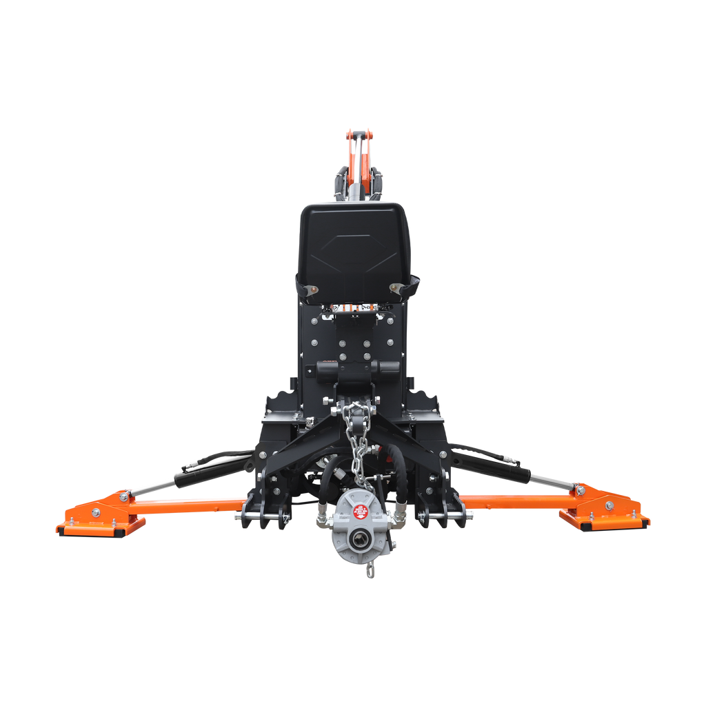 8'2" Tractor  Backhoe with Curved Boom, Italian Original WALVOIL Seven Way Hydraulic Control Valve, 15" Bucket, Hydraulic Grapple Thumb,  Self-Contained One-Piece Gear Pump&Hydraulic Reservoir included, for 30-65 HP, Cat 1&2 Hookup, BH820Pro