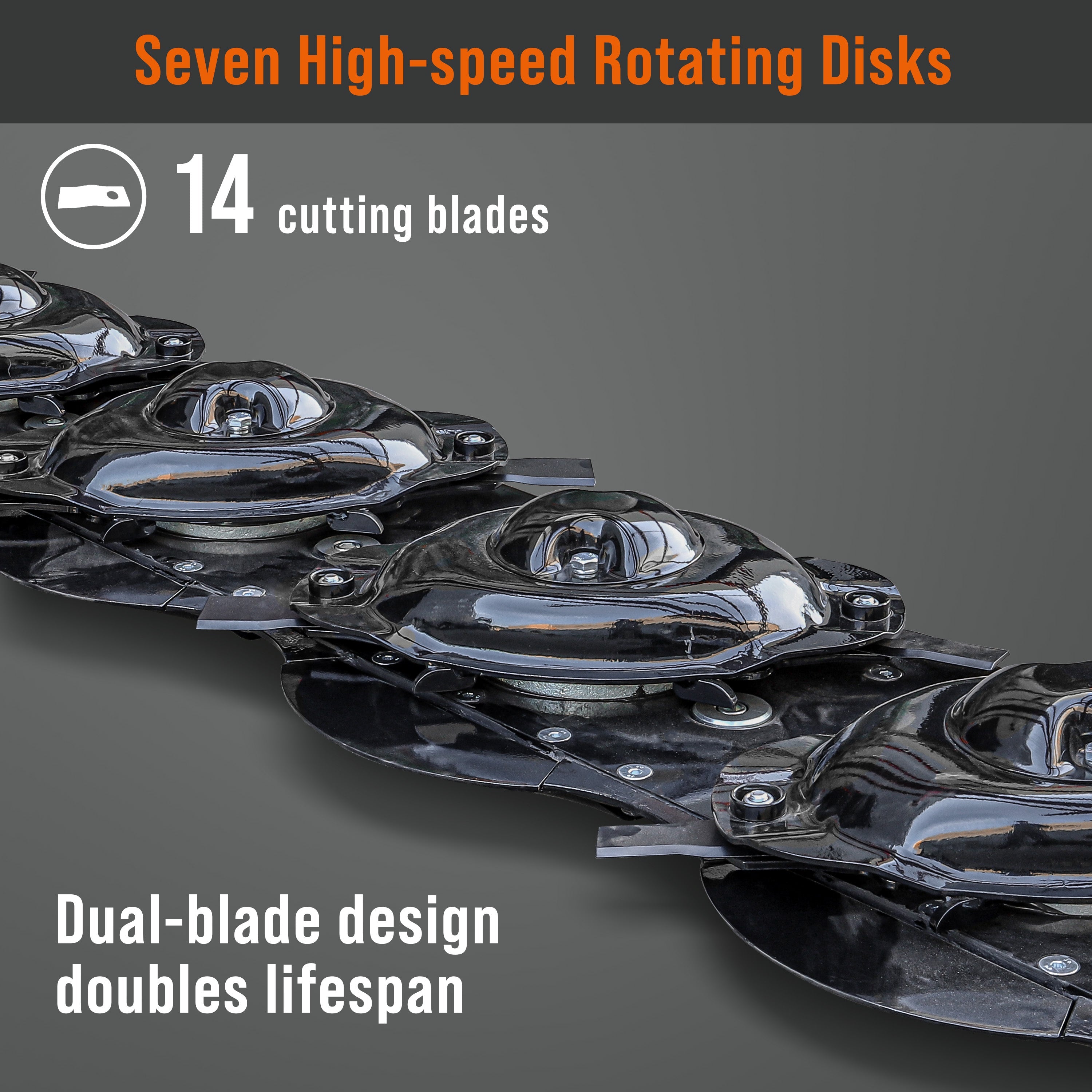 111" Disc Mower With 7 Discs For 45-100HP CAT I/II Tractor, PTO Driveline Included, DHM9