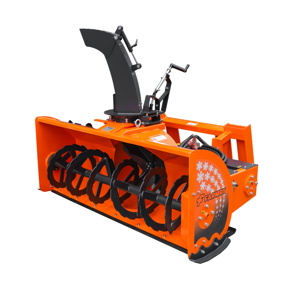 72" Skid Steer Snow Blower, 45-75 HP, REQ. Hydraulic Flow 16-21 GPM, 24" Diameter Impeller, Manual 360° Snow Chute, Snow Shovel for JAM Clearance Included, SSB72