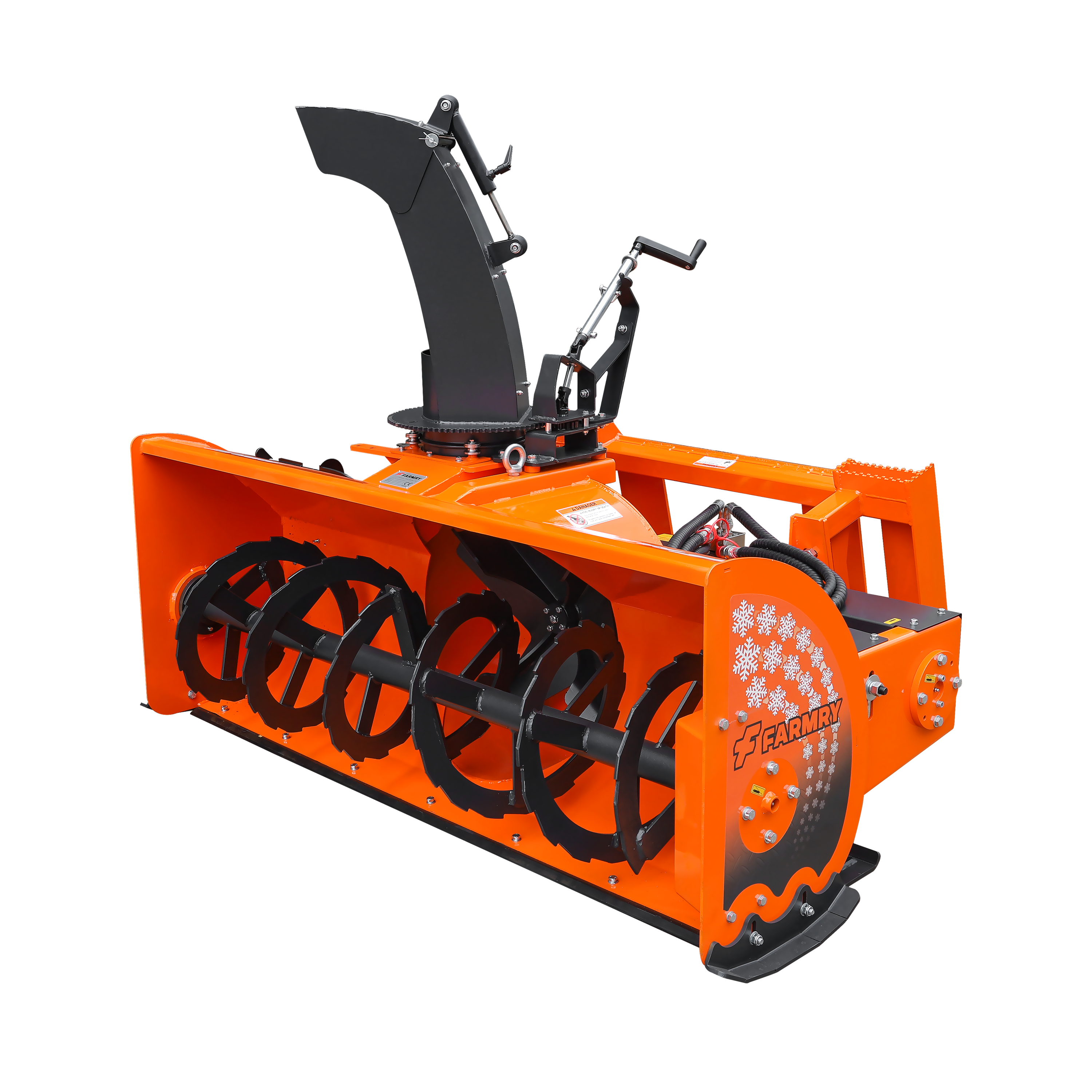 72" Skid Steer Snow Blower, 45-75 HP, REQ. Hydraulic Flow 16-21 GPM, 24" Diameter Impeller, Manual 360° Snow Chute, Snow Shovel for JAM Clearance Included, SSB72