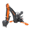 9'2" Tractor  Backhoe with Curved Boom, Italian Original WALVOIL Seven Way Hydraulic Control Valve, 18" Bucket, Hydraulic Grapple Thumb,  Self-Contained One-Piece Gear Pump&Hydraulic Reservoir included, for 45-120 HP, Cat 2 Hookup, BH920Pro