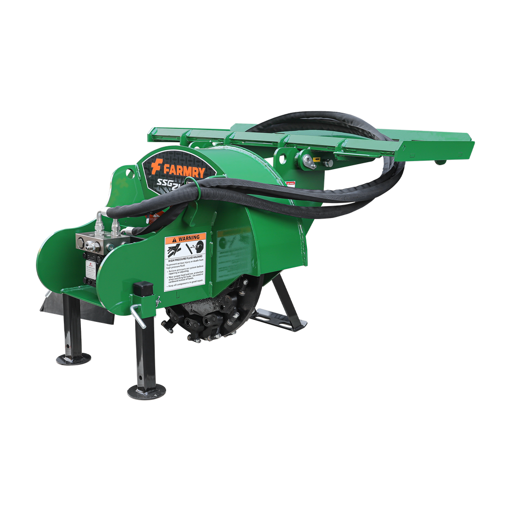 24 in Skid Steer Loader Stump Grinder with Flexible Coupling and 3 Time Indexing Carbide Teeth, 18 to 23GPM, SSG24PRO(Green)