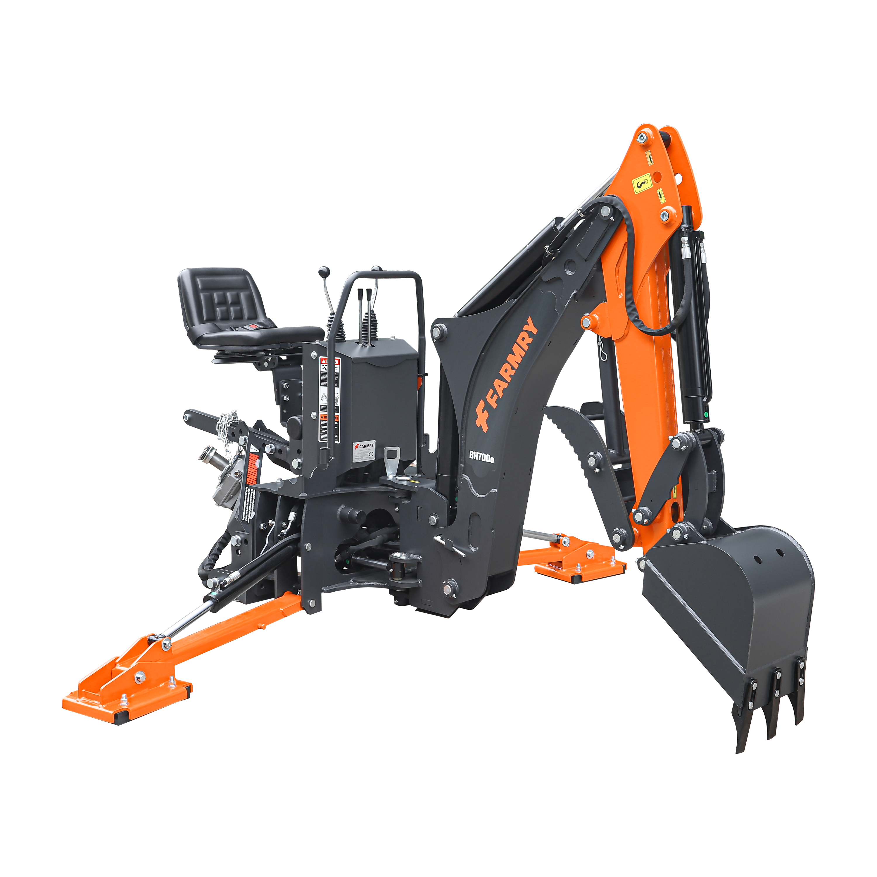 7' Tractor  Backhoe with Curved Boom, 12" Bucket, Mechanical Grapple Thumb, Self-Contained Gear Pump&Hydraulic Reservoir included, for 25-45 HP, Cat 1&2 Hookup, BH700e