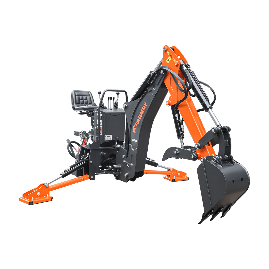 7' Tractor  Backhoe with Curved Boom, 12" Bucket, Hydraulic Grapple Thumb, Self-Contained Gear Pump&Hydraulic Reservoir included, for 25-45 HP, Cat 1&2 Hookup, BH700