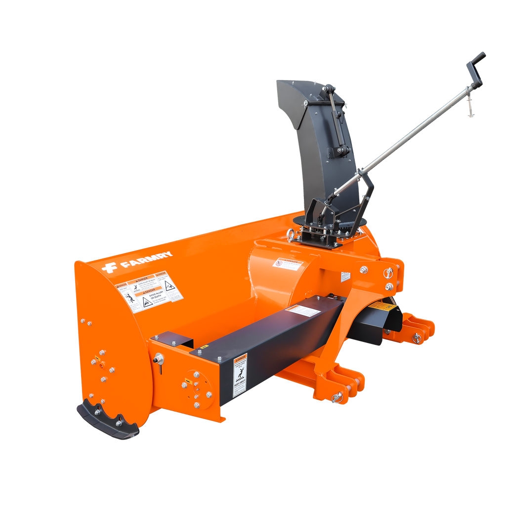 84" 3-Point Hitch Snow Blower for 30-100HP Tractor, CAT 1 & 2, 24" Impeller Diameter, Manual 360° Snow Chute, Snow Shovel for JAM Clearance and PTO Shaft with Clutch Included, TSB84