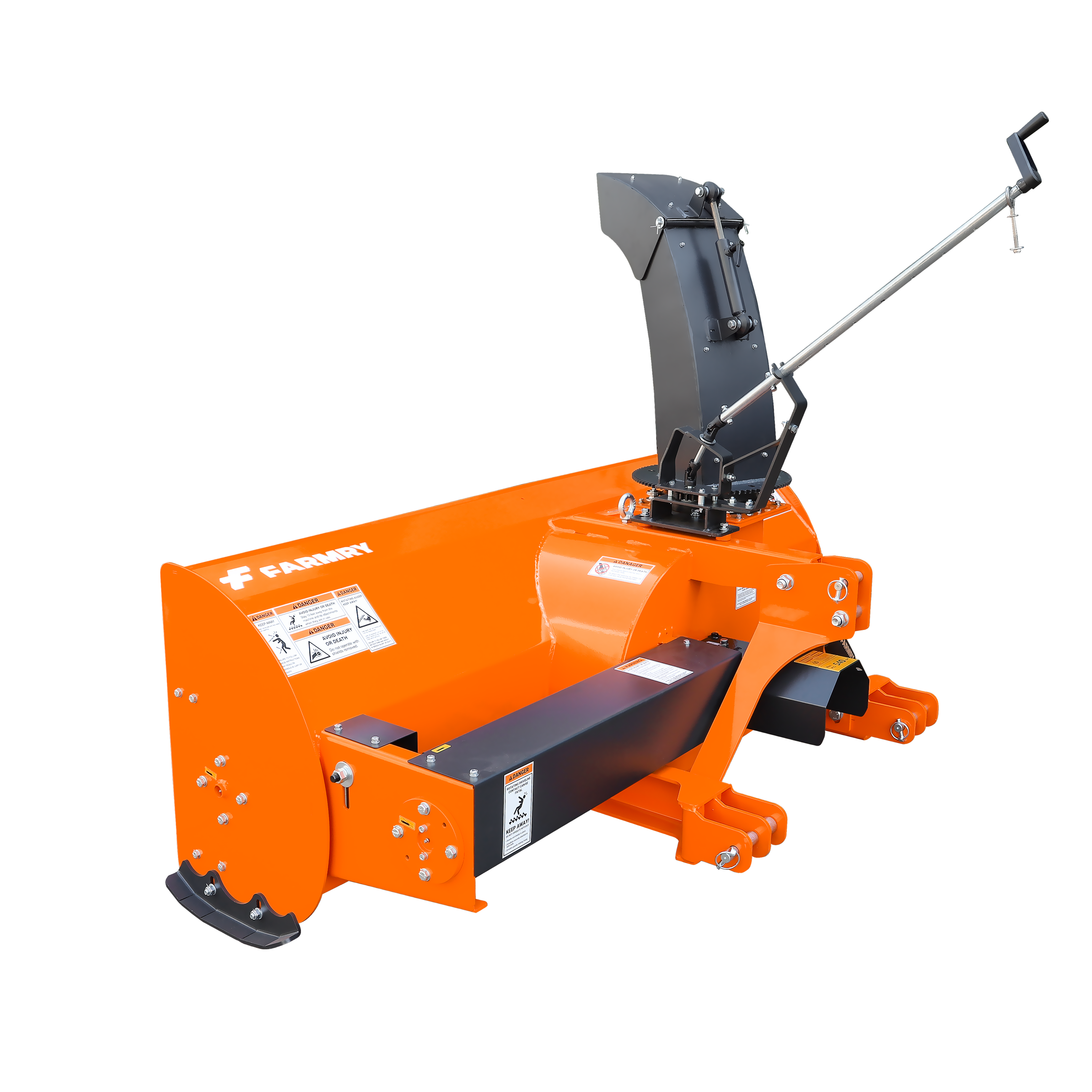 84" 3-Point Hitch Snow Blower for 30-100HP Tractor, CAT 1 & 2, 24" Impeller Diameter, Manual 360° Snow Chute, Snow Shovel for JAM Clearance and PTO Shaft with Clutch Included, TSB84