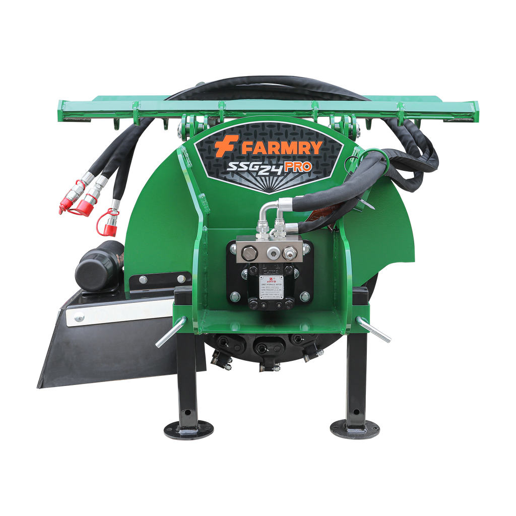 24 in Skid Steer Loader Stump Grinder with Flexible Coupling and 3 Time Indexing Carbide Teeth, 18 to 23GPM, SSG24PRO(Green)