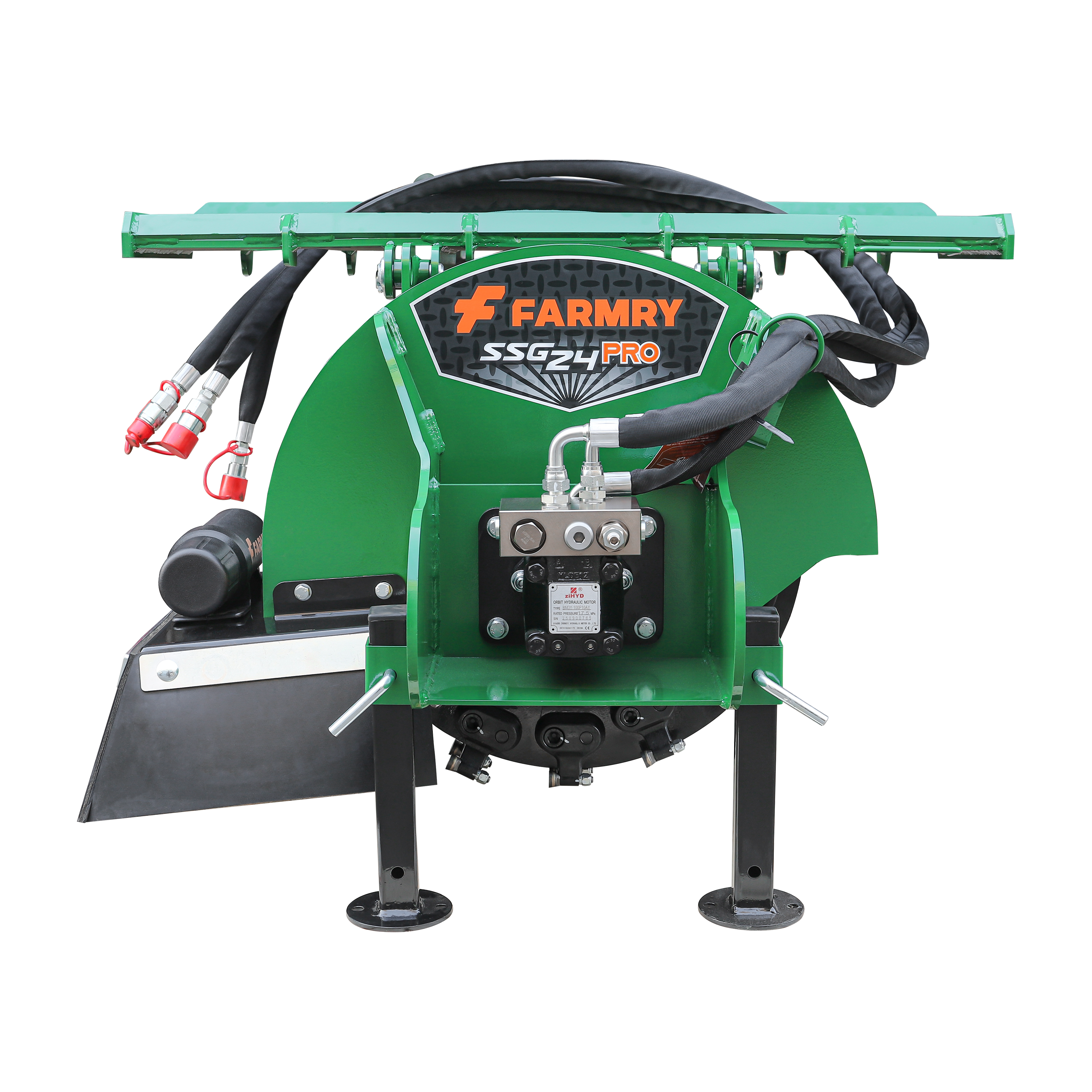 24 in Skid Steer Loader Stump Grinder with Flexible Coupling and 3 Time Indexing Carbide Teeth, 18 to 23GPM, SSG24PRO(Green)
