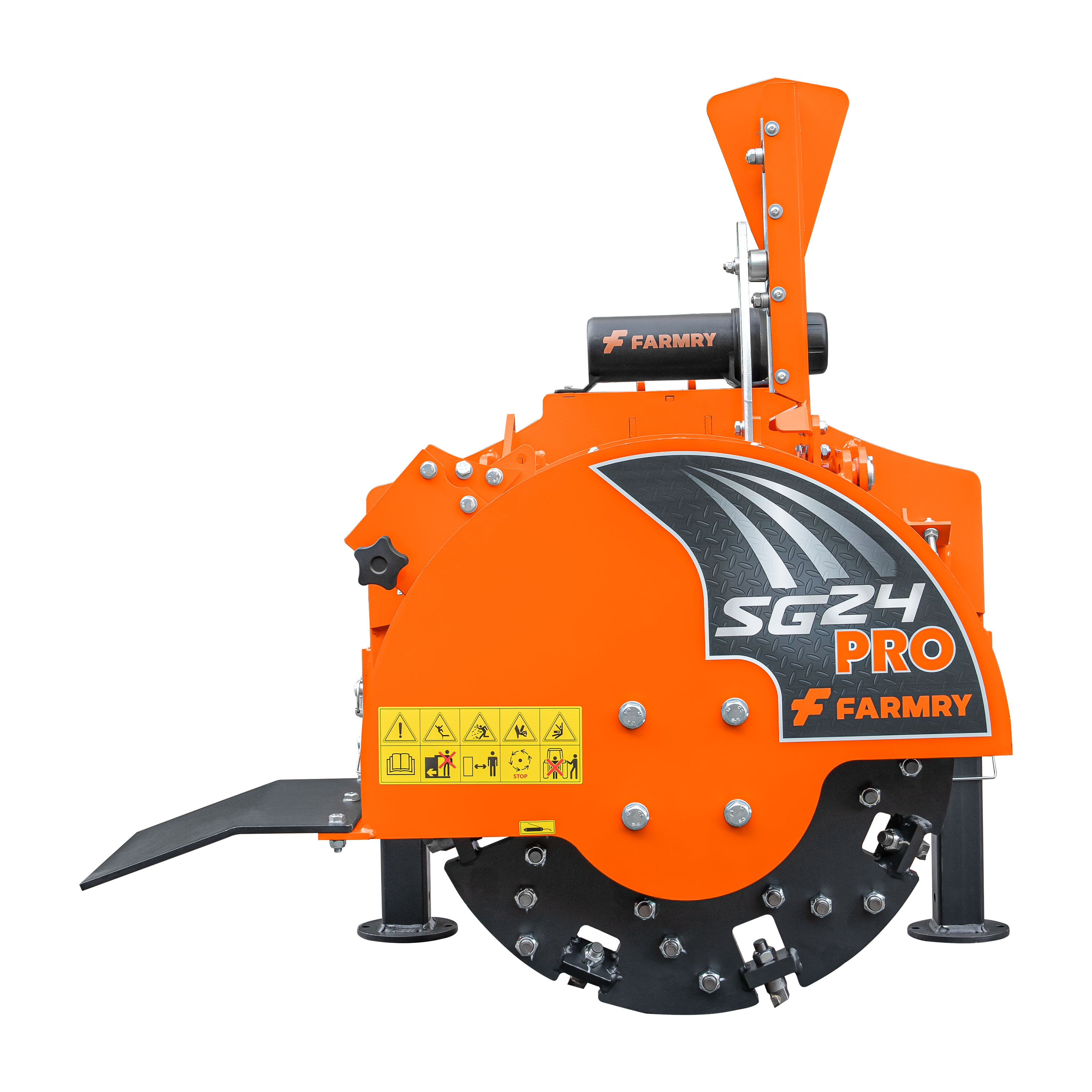 3-Point PTO Stump Grinder PRO, Two Torsion Springs, Speed Indicator, 34 Carbide Teeth, for 15-45HP Tractors, PTO Shaft Included with Slip Clutch. SG24Pro