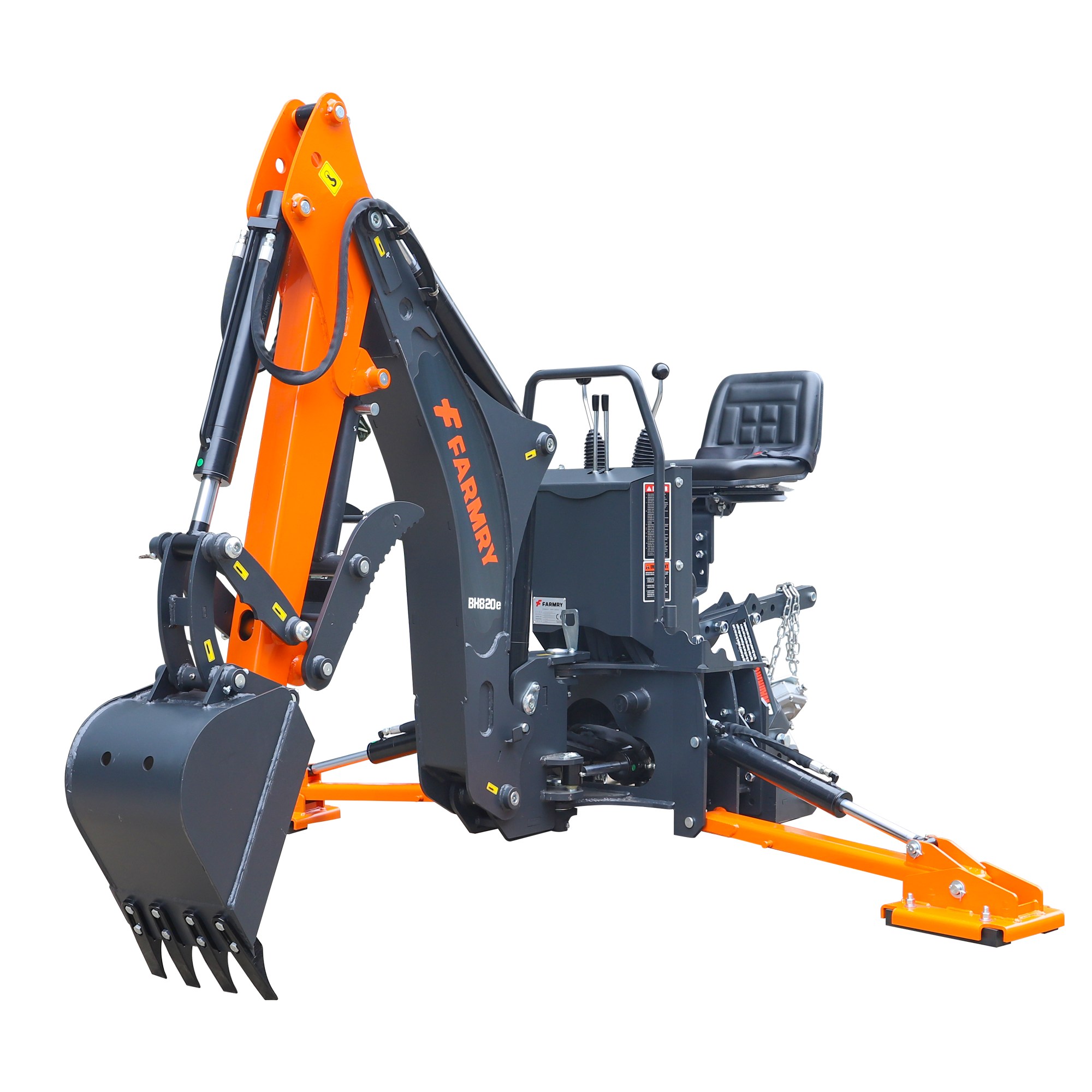 8'2" Tractor  Backhoe with Curved Boom, 15" Bucket, Mechanical Grapple Thumb, Self-Contained Gear Pump&Hydraulic Reservoir included, for 30-65 HP, Cat 1&2 Hookup, BH820e