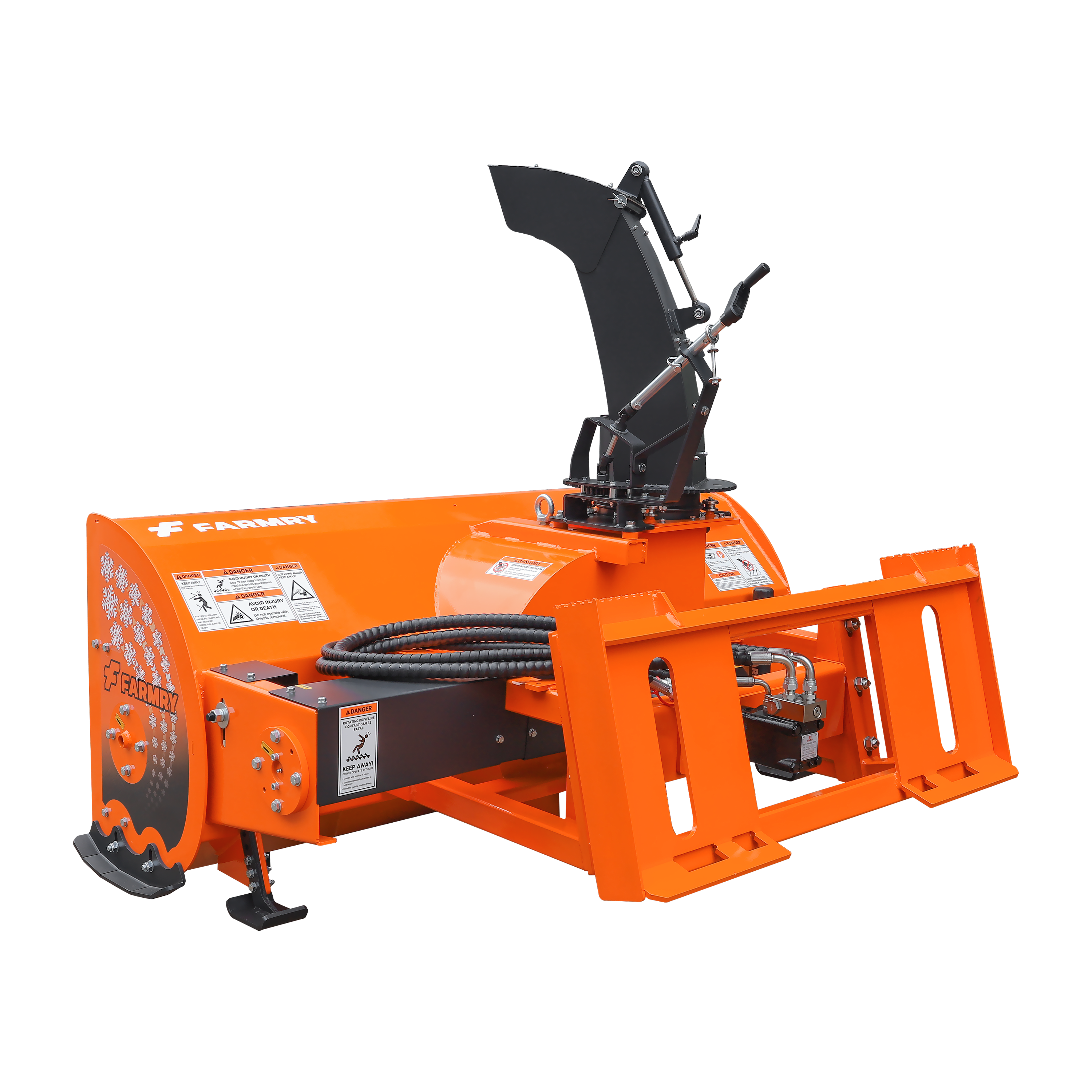 72" Skid Steer Snow Blower, 45-75 HP, REQ. Hydraulic Flow 16-21 GPM, 24" Diameter Impeller, Manual 360° Snow Chute, Snow Shovel for JAM Clearance Included, SSB72