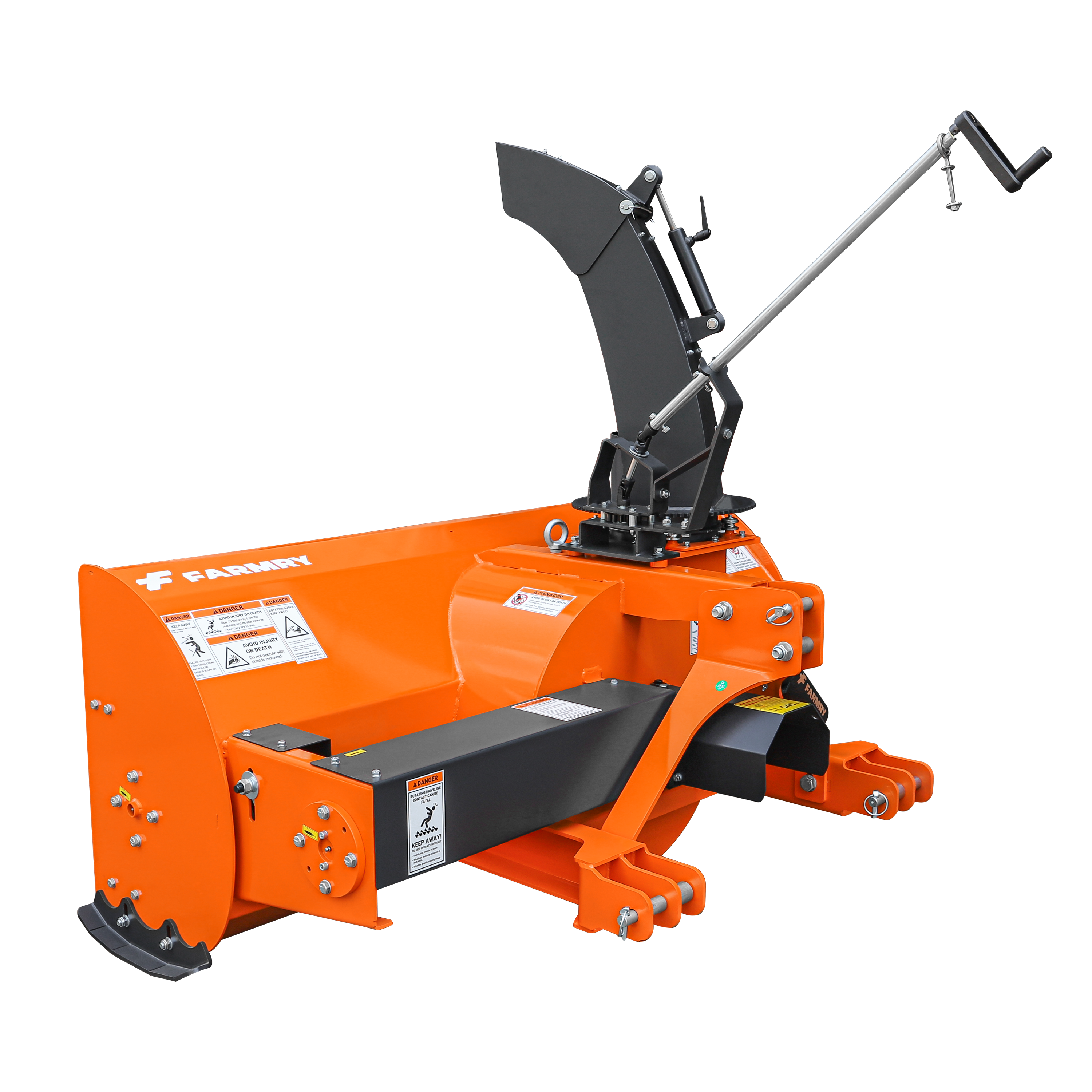 72" 3-Point Hitch Snow Blower for 25-65HP Tractor, CAT 1 & 2, 24" Impeller Diameter, Manual 360° Snow Chute, Snow Shovel for JAM Clearance and PTO Shaft with Clutch Included, TSB72