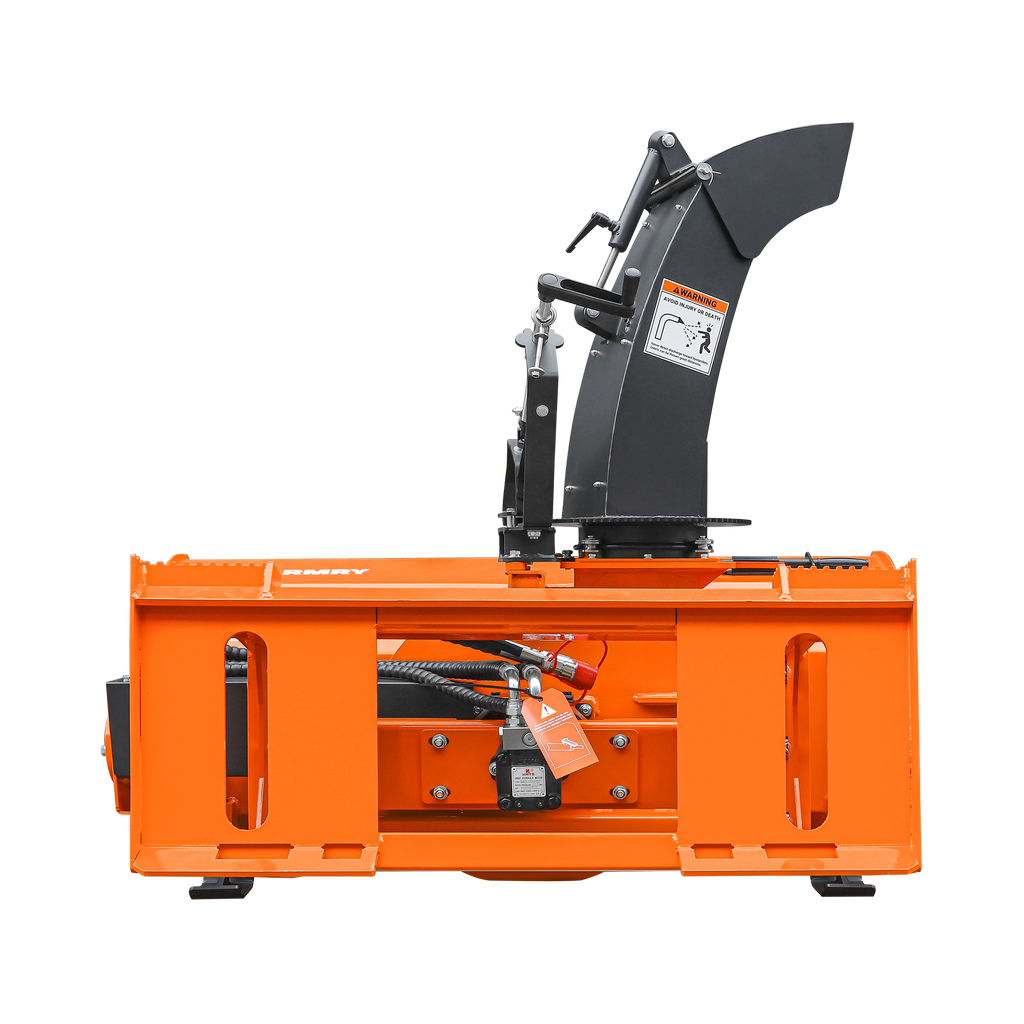 60" Skid Steer Snow Blower, 30-75 HP, REQ. Hydraulic Flow 16-21 GPM, 22" Diameter Impeller, Manual 360° Snow Chute, Snow Shovel for JAM Clearance Included, SSB60