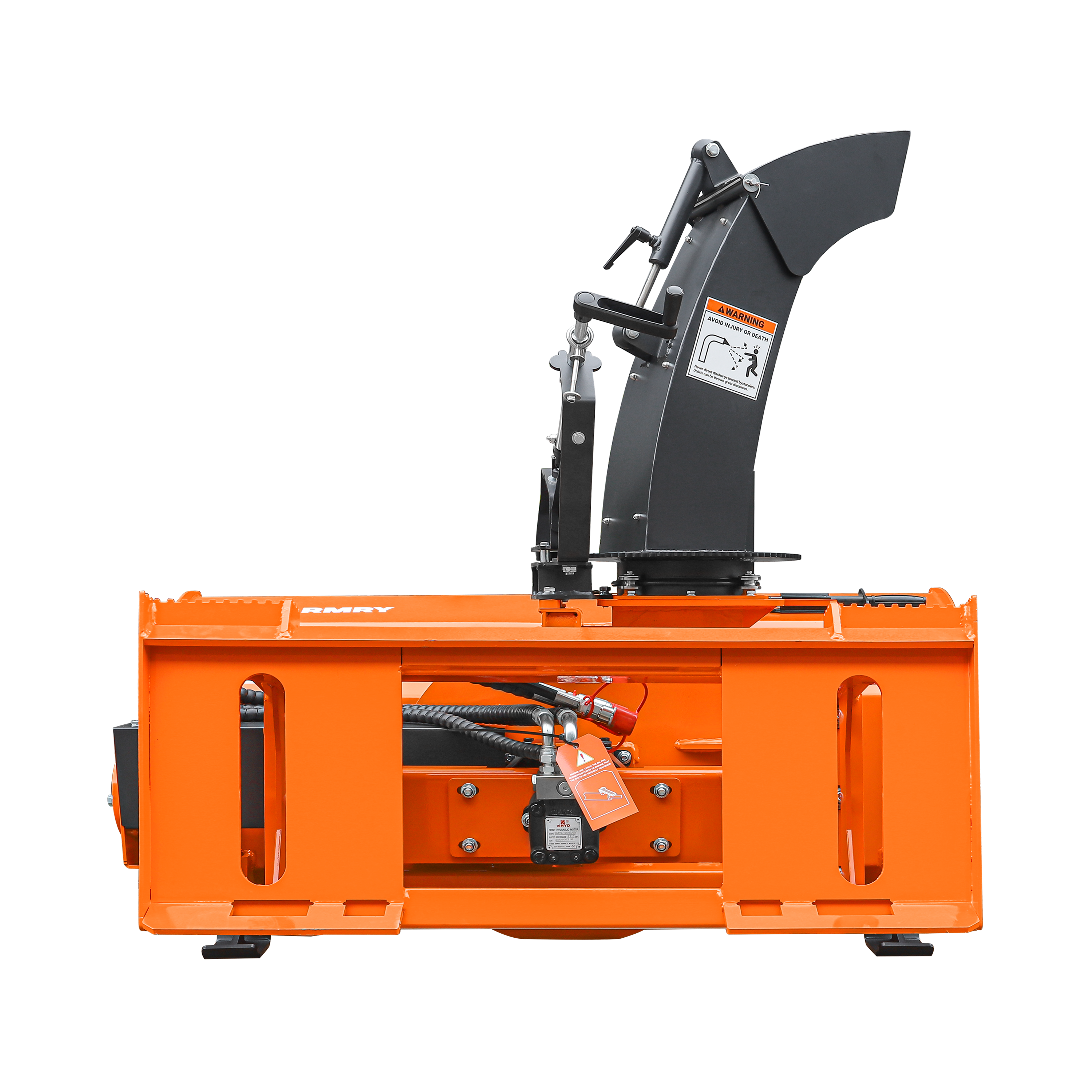 60" Skid Steer Snow Blower, 30-75 HP, REQ. Hydraulic Flow 16-21 GPM, 22" Diameter Impeller, Manual 360° Snow Chute, Snow Shovel for JAM Clearance Included, SSB60