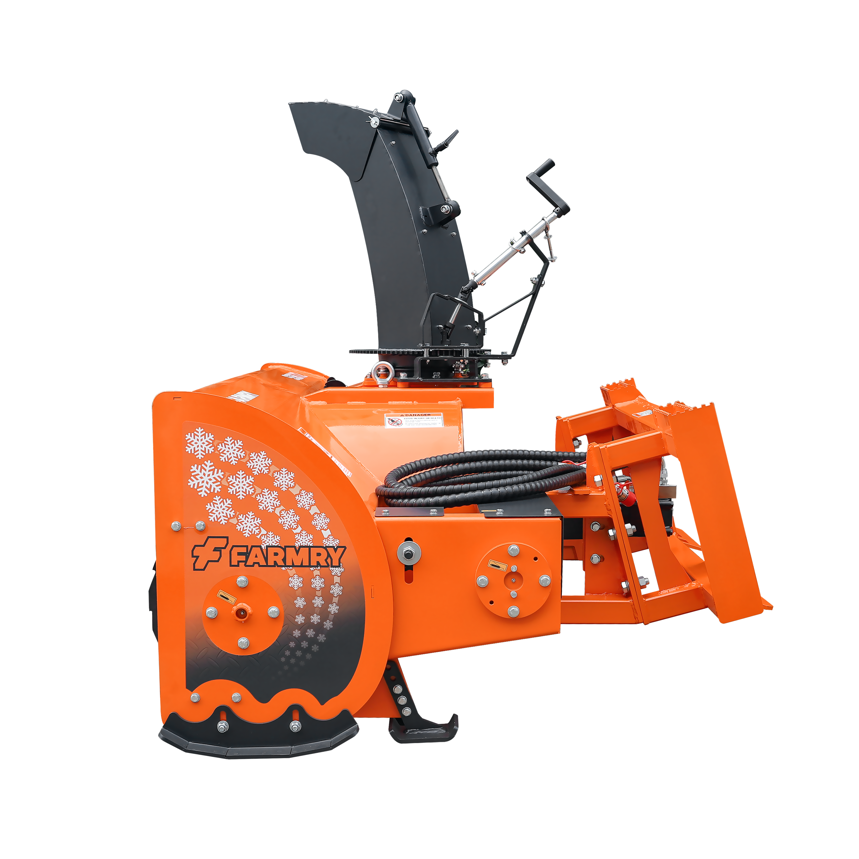 72" Skid Steer Snow Blower, 45-75 HP, REQ. Hydraulic Flow 16-21 GPM, 24" Diameter Impeller, Manual 360° Snow Chute, Snow Shovel for JAM Clearance Included, SSB72