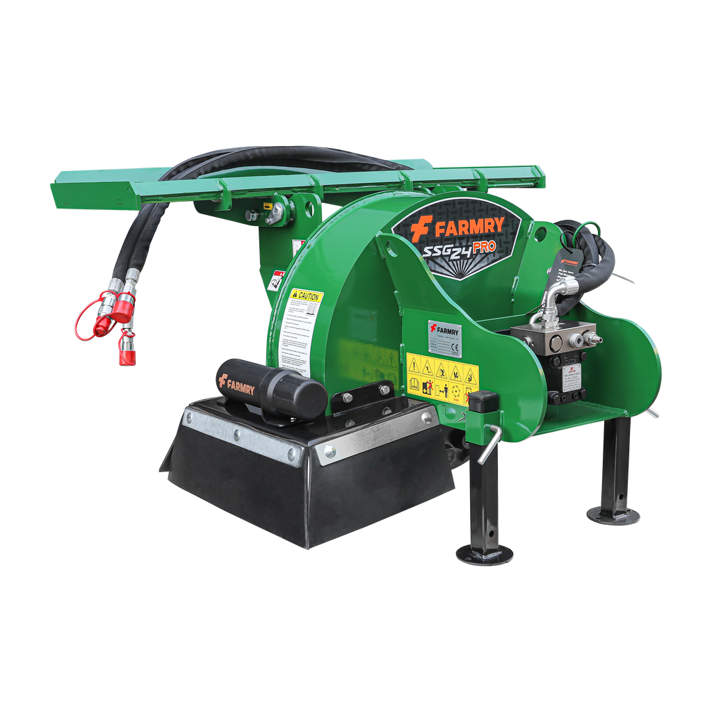 24 in Skid Steer Loader Stump Grinder with Flexible Coupling and 3 Time Indexing Carbide Teeth, 18 to 23GPM, SSG24PRO(Green)