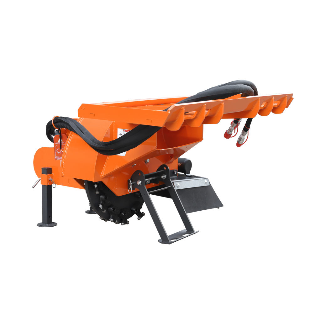 24 in Skid Steer Loader Stump Grinder with Flexible Coupling and 3 Time Indexing Carbide Teeth, 18 to 23GPM, SSG24PRO(Orange)
