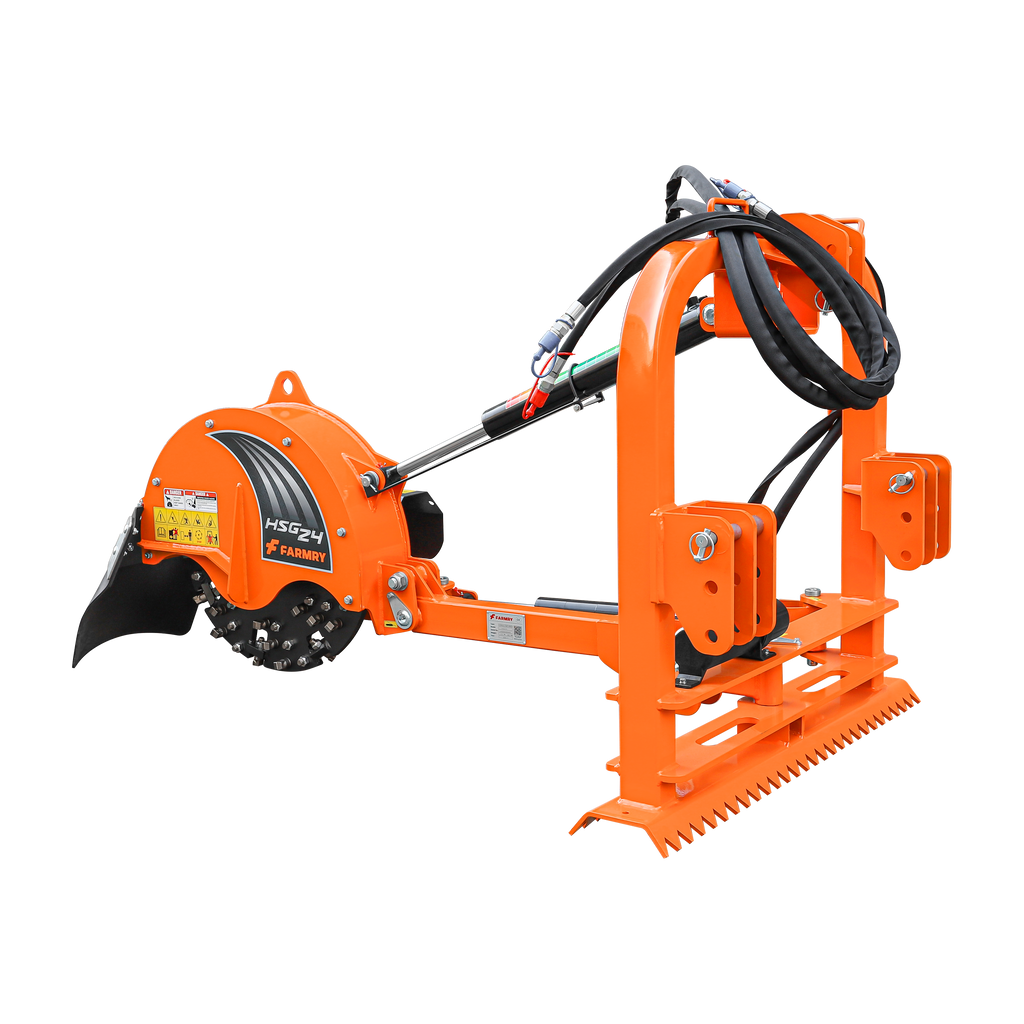 24 in Hydraulic Stump Grinder with 56pcs Carbide Teeth for Tractor From 25hp To 60hp, Premium Driveline with Included, HSG24