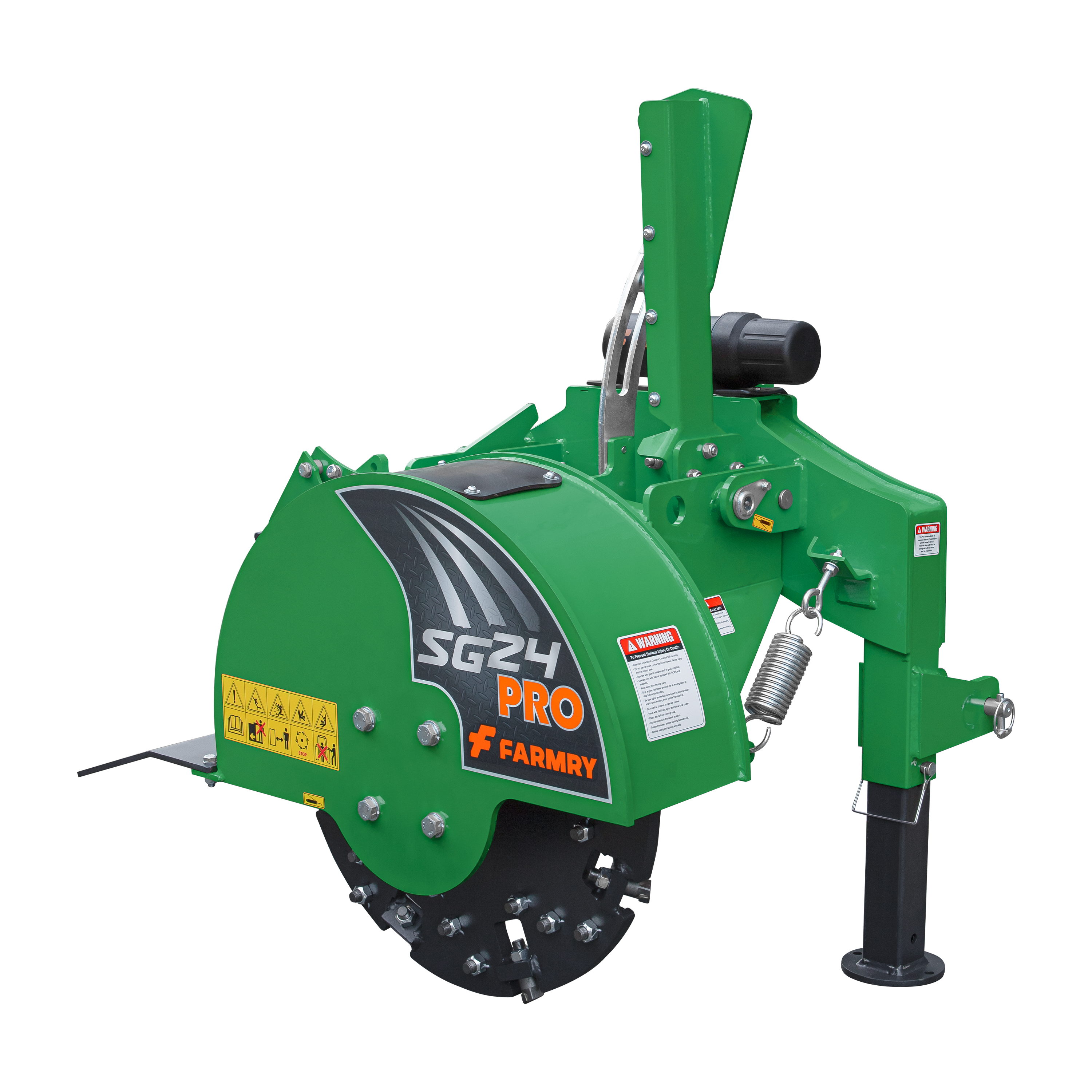 3-Point PTO Stump Grinder PRO, Two Torsion Springs, Speed Indicator, 34 Carbide Teeth, for 15-45HP Tractors, PTO Shaft Included with Slip Clutch. SG24Pro