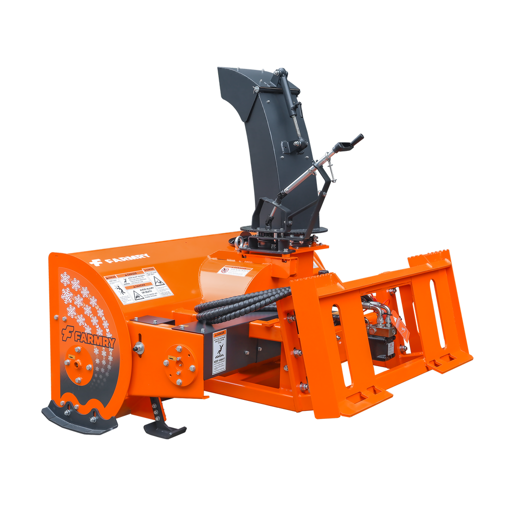 60" Skid Steer Snow Blower, 30-75 HP, REQ. Hydraulic Flow 16-21 GPM, 22" Diameter Impeller, Manual 360° Snow Chute, Snow Shovel for JAM Clearance Included, SSB60