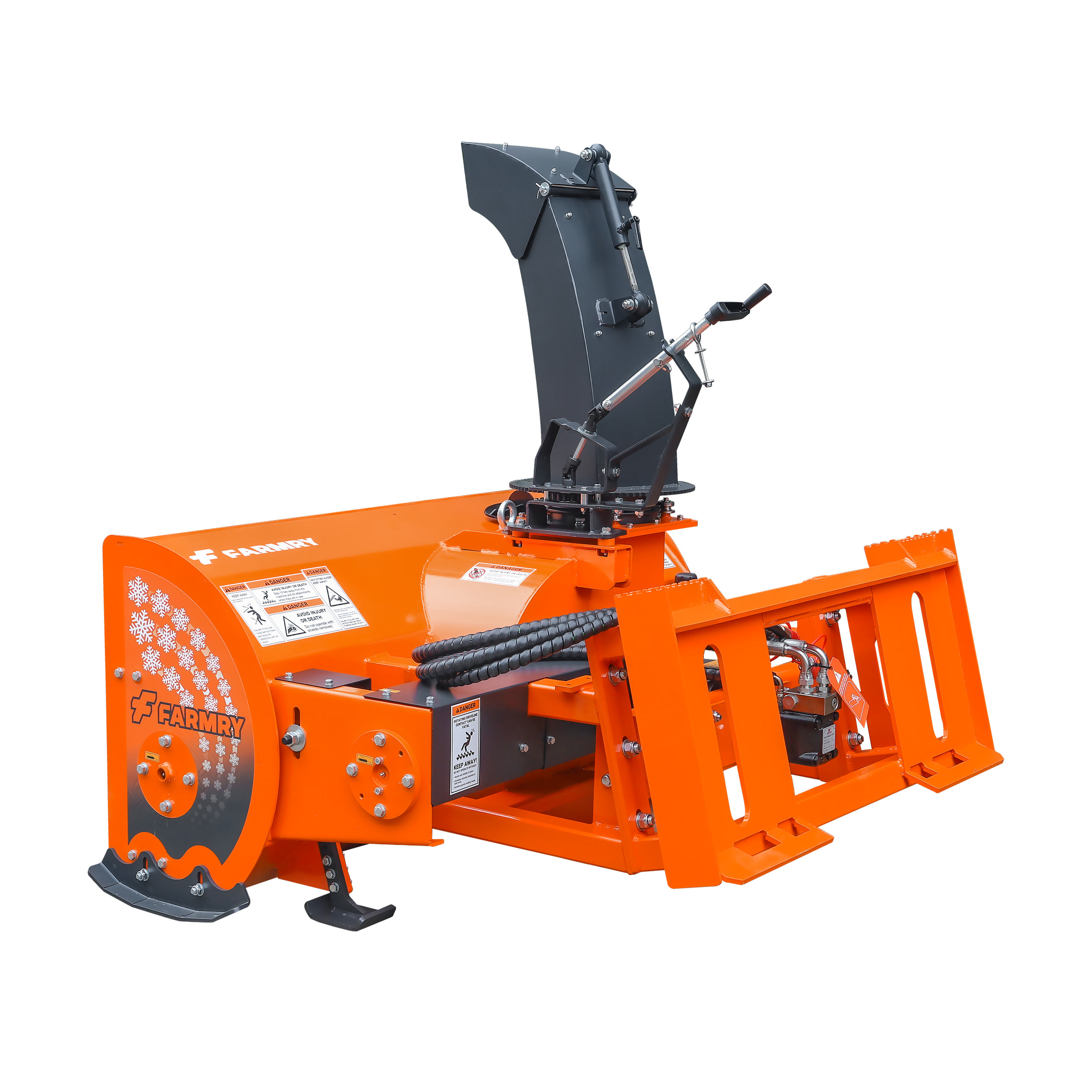 60" Skid Steer Snow Blower, 30-75 HP, REQ. Hydraulic Flow 16-21 GPM, 22" Diameter Impeller, Manual 360° Snow Chute, Snow Shovel for JAM Clearance Included, SSB60