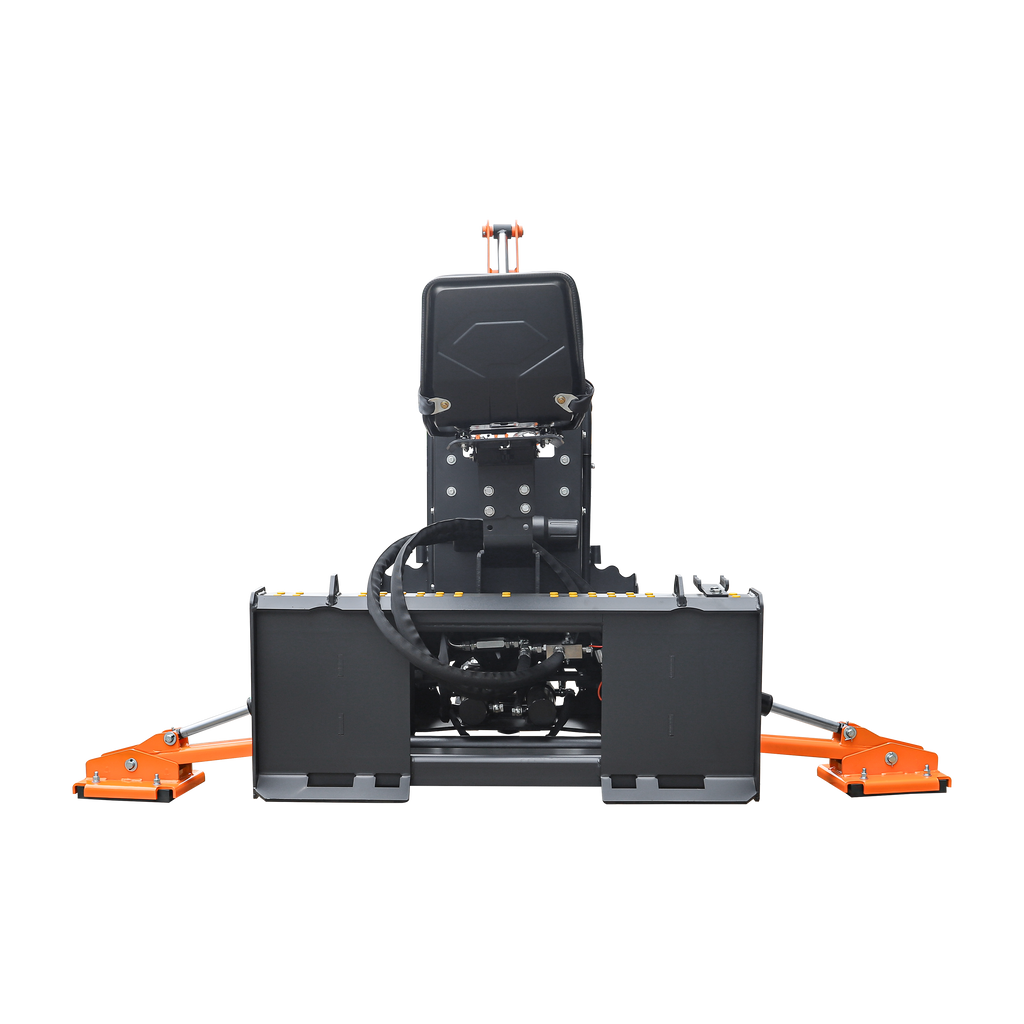 7' Skid Steer Loader Backhoe with Curved Boom, Italian Original WALVOIL Seven Way Hydraulic Control Valve, 12" Bucket, Hydraulic Grapple Thumb included, for 30-60 HP, BHS700Pro