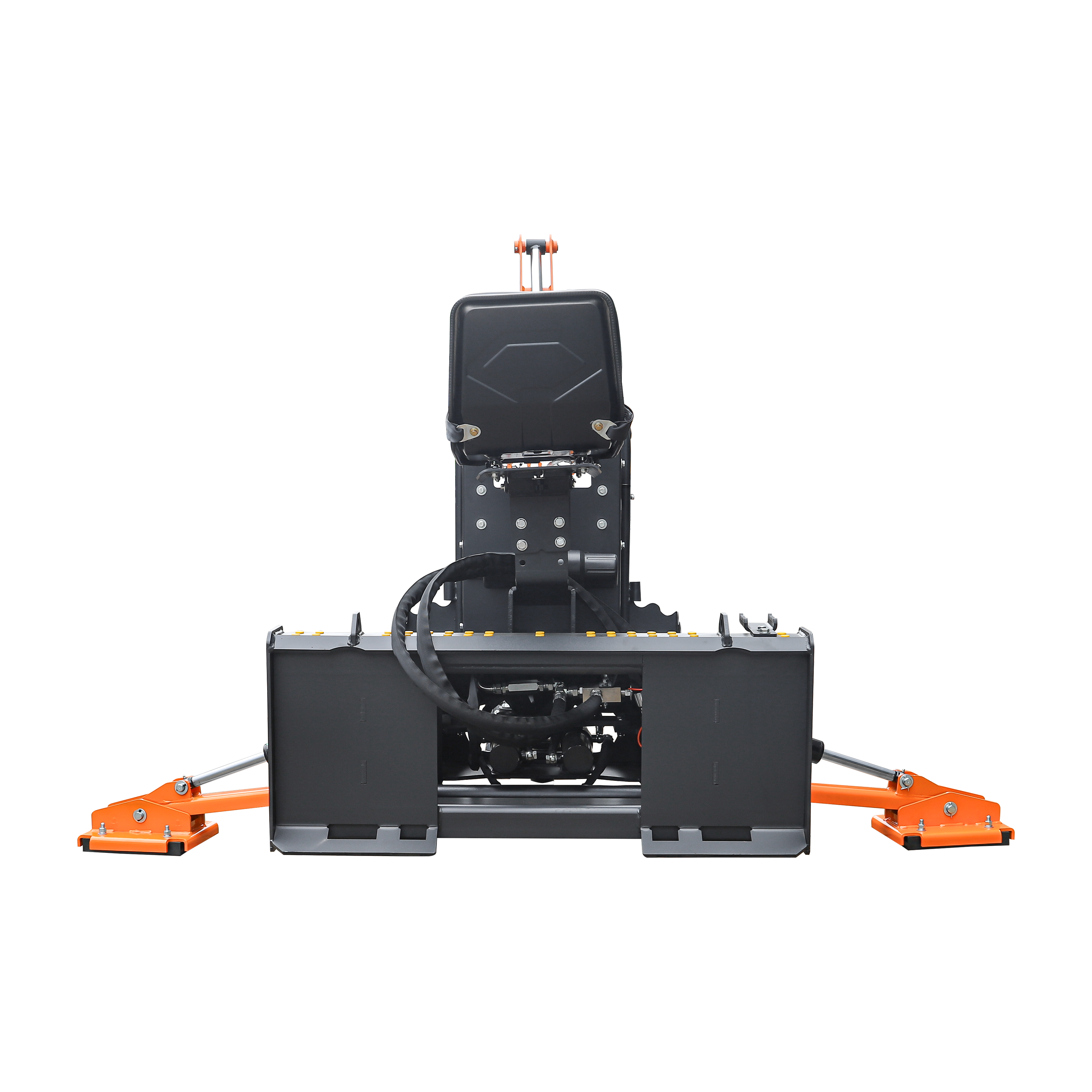 7' Skid Steer Loader Backhoe with Curved Boom, Italian Original WALVOIL Seven Way Hydraulic Control Valve, 12" Bucket, Hydraulic Grapple Thumb included, for 30-60 HP, BHS700Pro