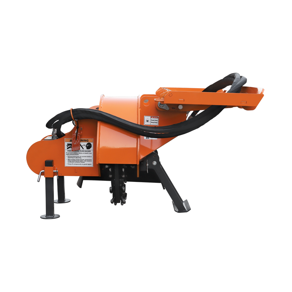 24 in Skid Steer Loader Stump Grinder with Flexible Coupling and 3 Time Indexing Carbide Teeth, 18 to 23GPM, SSG24PRO(Orange)