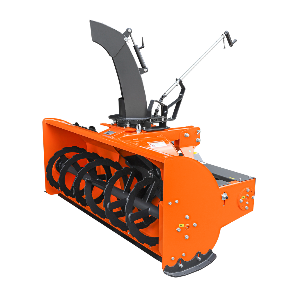 72" 3-Point Hitch Snow Blower for 25-65HP Tractor, CAT 1 & 2, 24" Impeller Diameter, Manual 360° Snow Chute, Snow Shovel for JAM Clearance and PTO Shaft with Clutch Included, TSB72