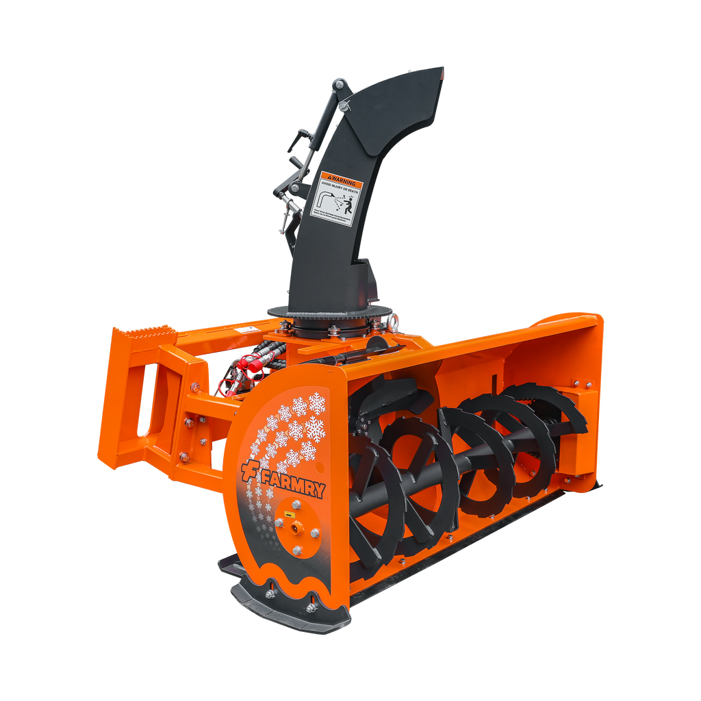 60" Skid Steer Snow Blower, 30-75 HP, REQ. Hydraulic Flow 16-21 GPM, 22" Diameter Impeller, Manual 360° Snow Chute, Snow Shovel for JAM Clearance Included, SSB60
