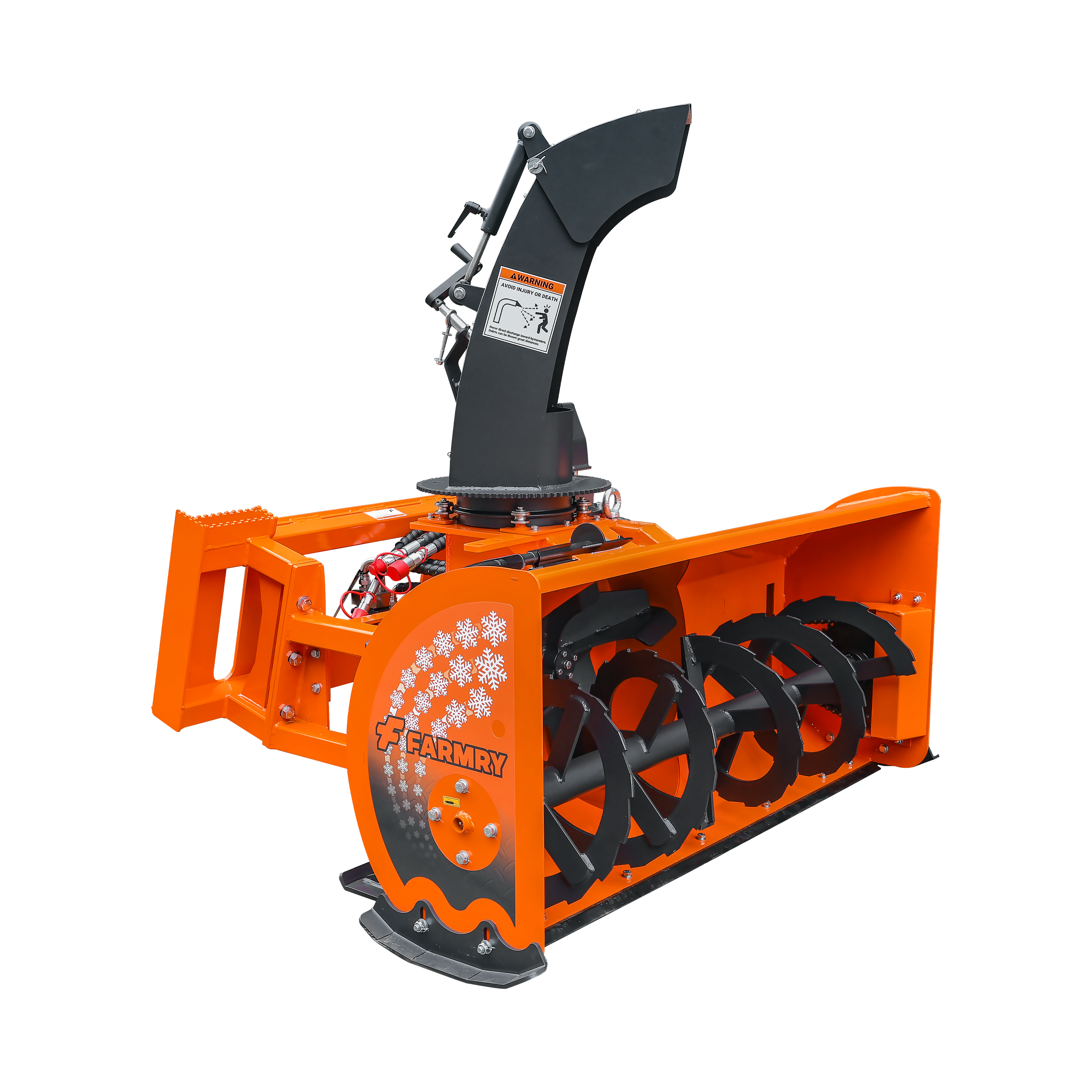 60" Skid Steer Snow Blower, 30-75 HP, REQ. Hydraulic Flow 16-21 GPM, 22" Diameter Impeller, Manual 360° Snow Chute, Snow Shovel for JAM Clearance Included, SSB60