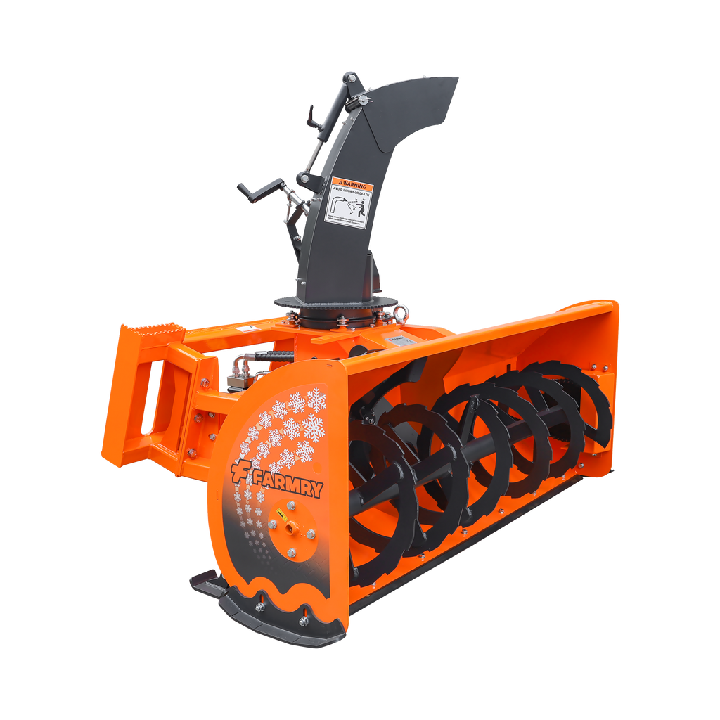 72" Skid Steer Snow Blower, 45-75 HP, REQ. Hydraulic Flow 16-21 GPM, 24" Diameter Impeller, Manual 360° Snow Chute, Snow Shovel for JAM Clearance Included, SSB72
