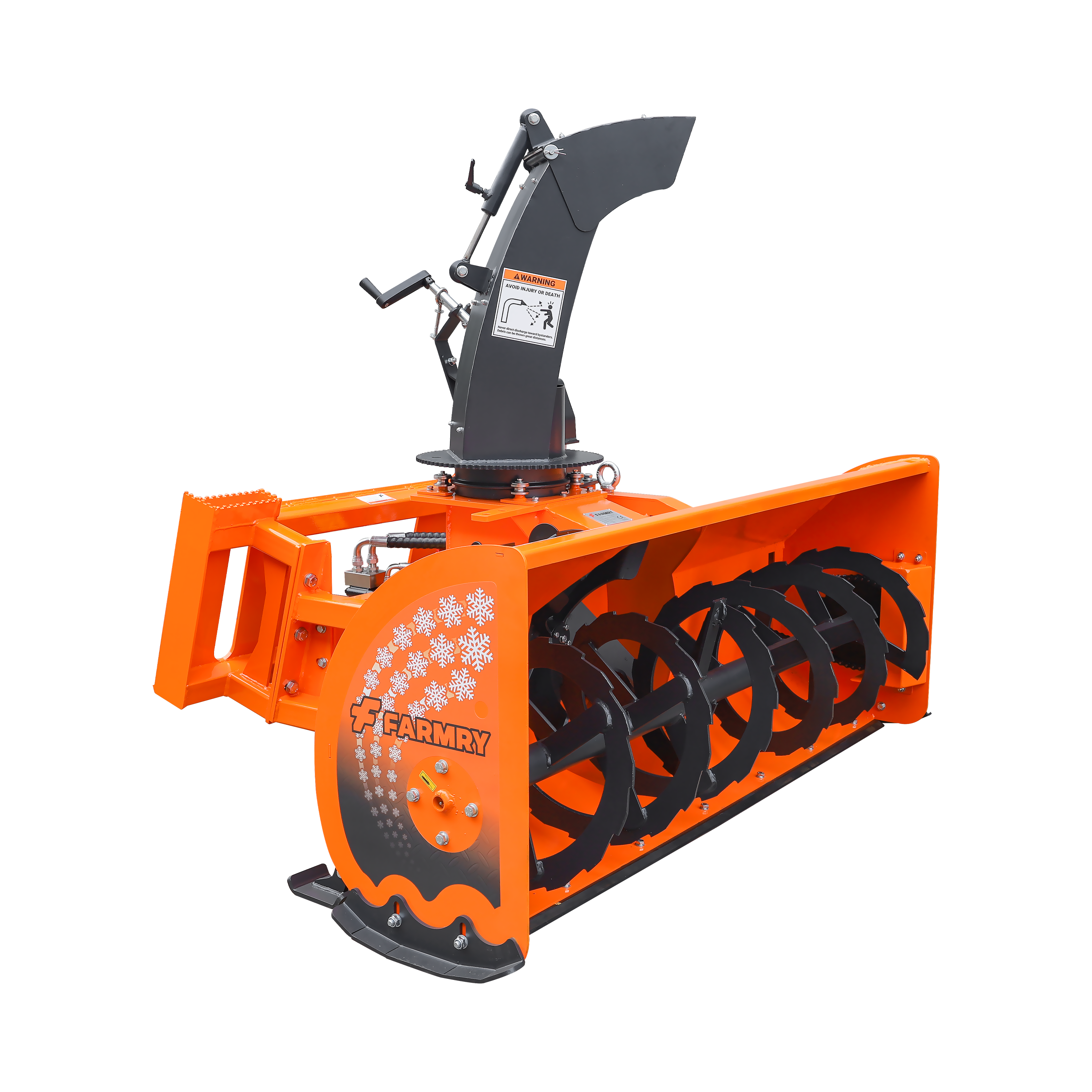72" Skid Steer Snow Blower, 45-75 HP, REQ. Hydraulic Flow 16-21 GPM, 24" Diameter Impeller, Manual 360° Snow Chute, Snow Shovel for JAM Clearance Included, SSB72