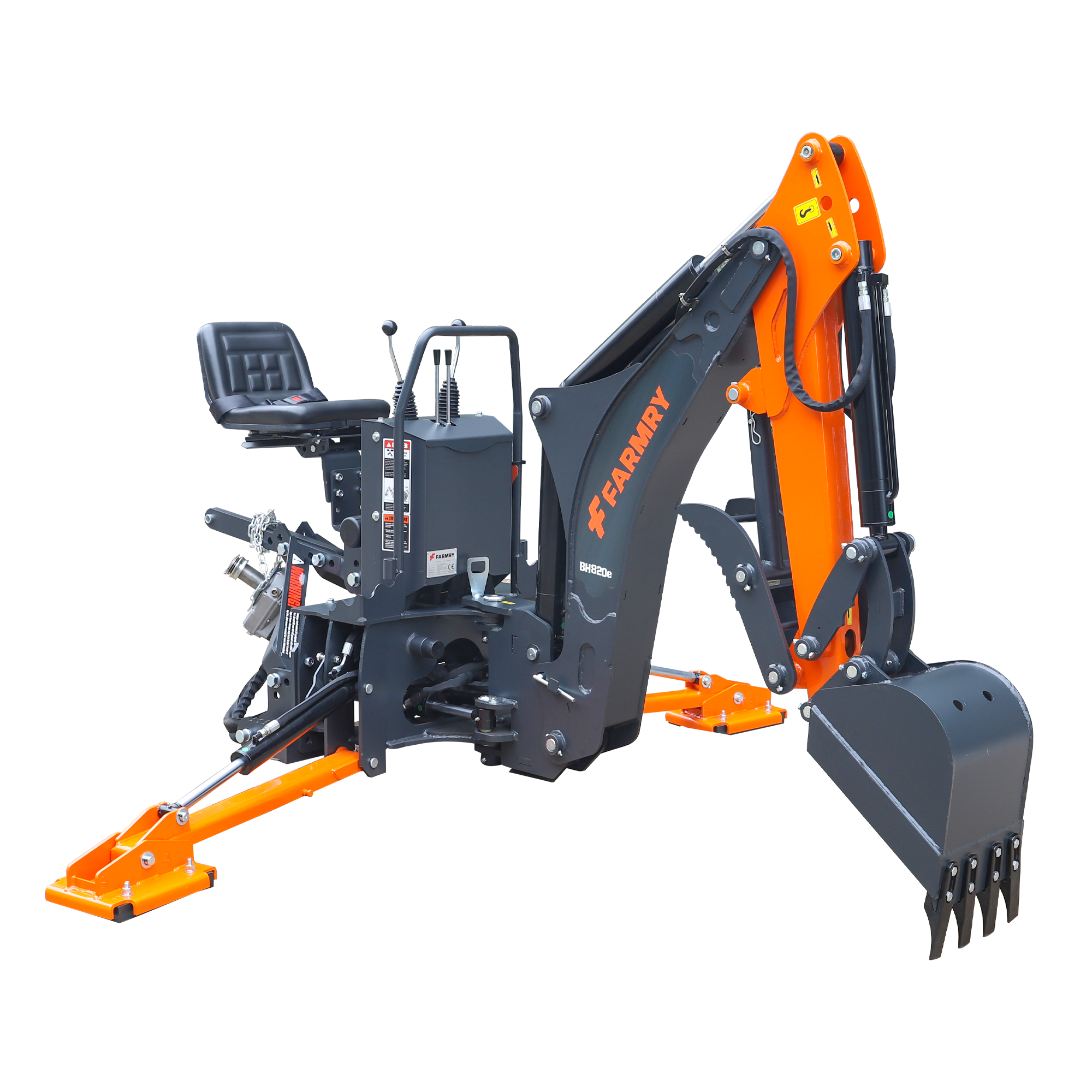 8'2" Tractor  Backhoe with Curved Boom, 15" Bucket, Mechanical Grapple Thumb, Self-Contained Gear Pump&Hydraulic Reservoir included, for 30-65 HP, Cat 1&2 Hookup, BH820e
