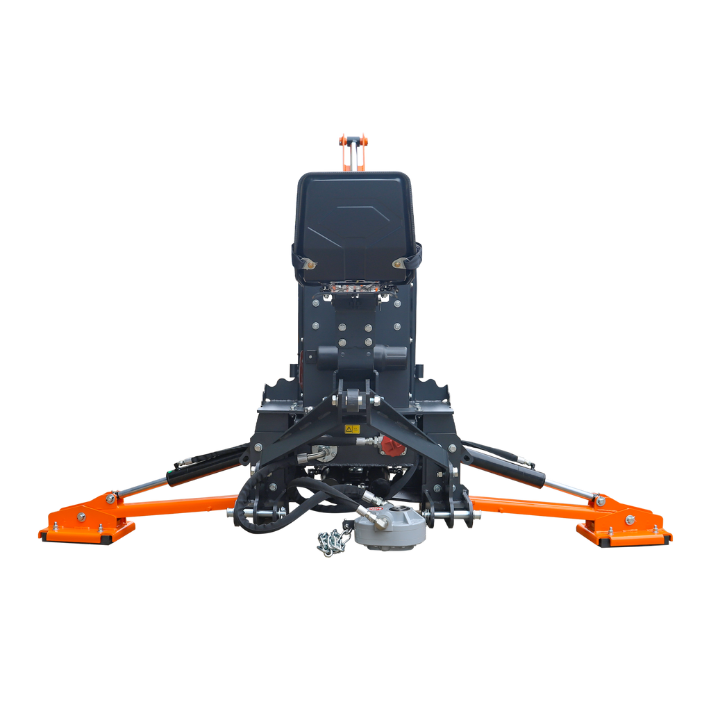 7' Tractor  Backhoe with Curved Boom, Italian Original WALVOIL Seven Way Hydraulic Control Valve, 12" Bucket, Hydraulic Grapple Thumb,  Self-Contained One-Piece Gear Pump&Hydraulic Reservoir included, for 25-45 HP, Cat 1&2 Hookup, BH700Pro
