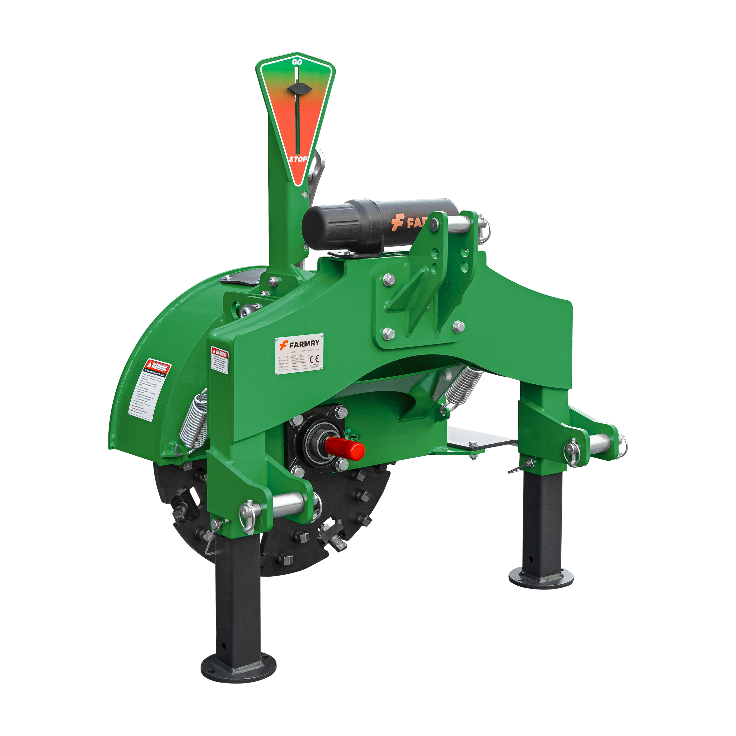 3-Point PTO Stump Grinder PRO, Two Torsion Springs, Speed Indicator, 34 Carbide Teeth, for 15-45HP Tractors, PTO Shaft Included with Slip Clutch. SG24Pro