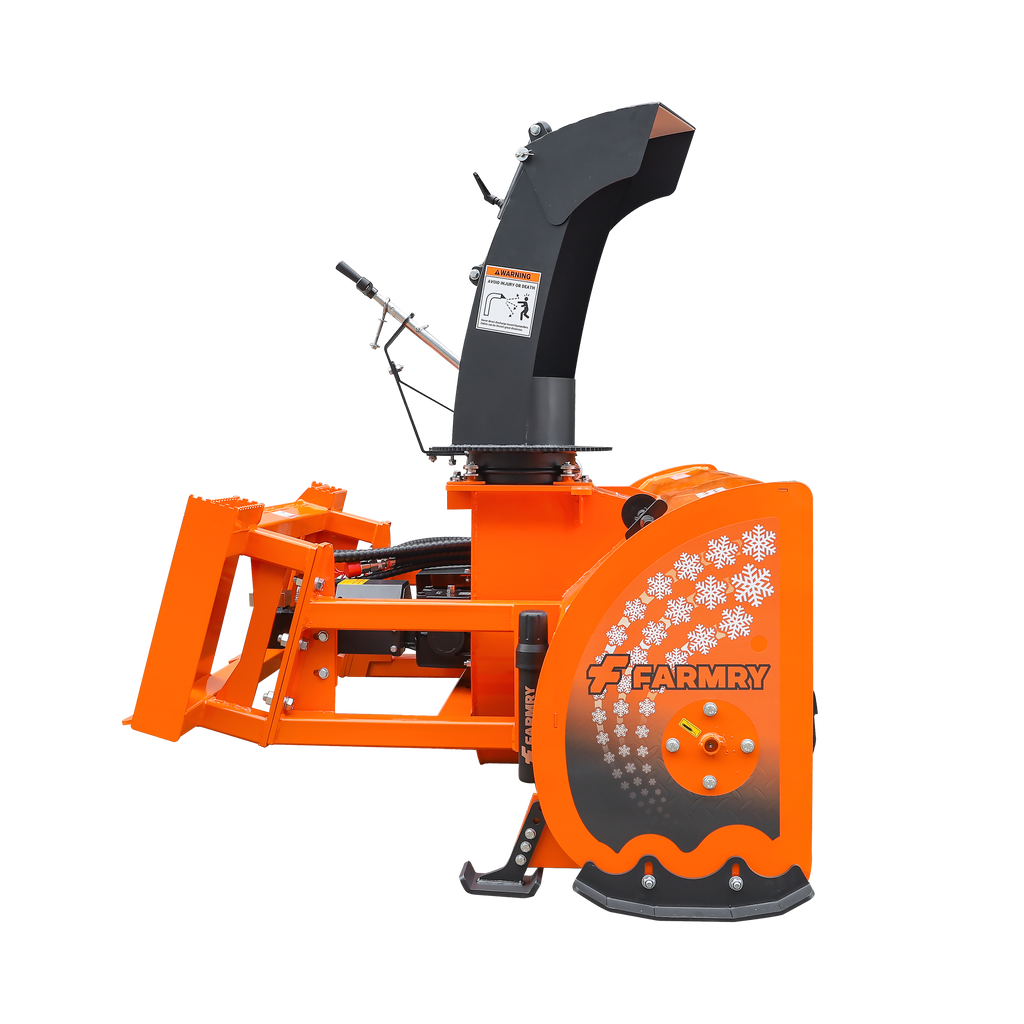72" Skid Steer Snow Blower, 45-75 HP, REQ. Hydraulic Flow 16-21 GPM, 24" Diameter Impeller, Manual 360° Snow Chute, Snow Shovel for JAM Clearance Included, SSB72