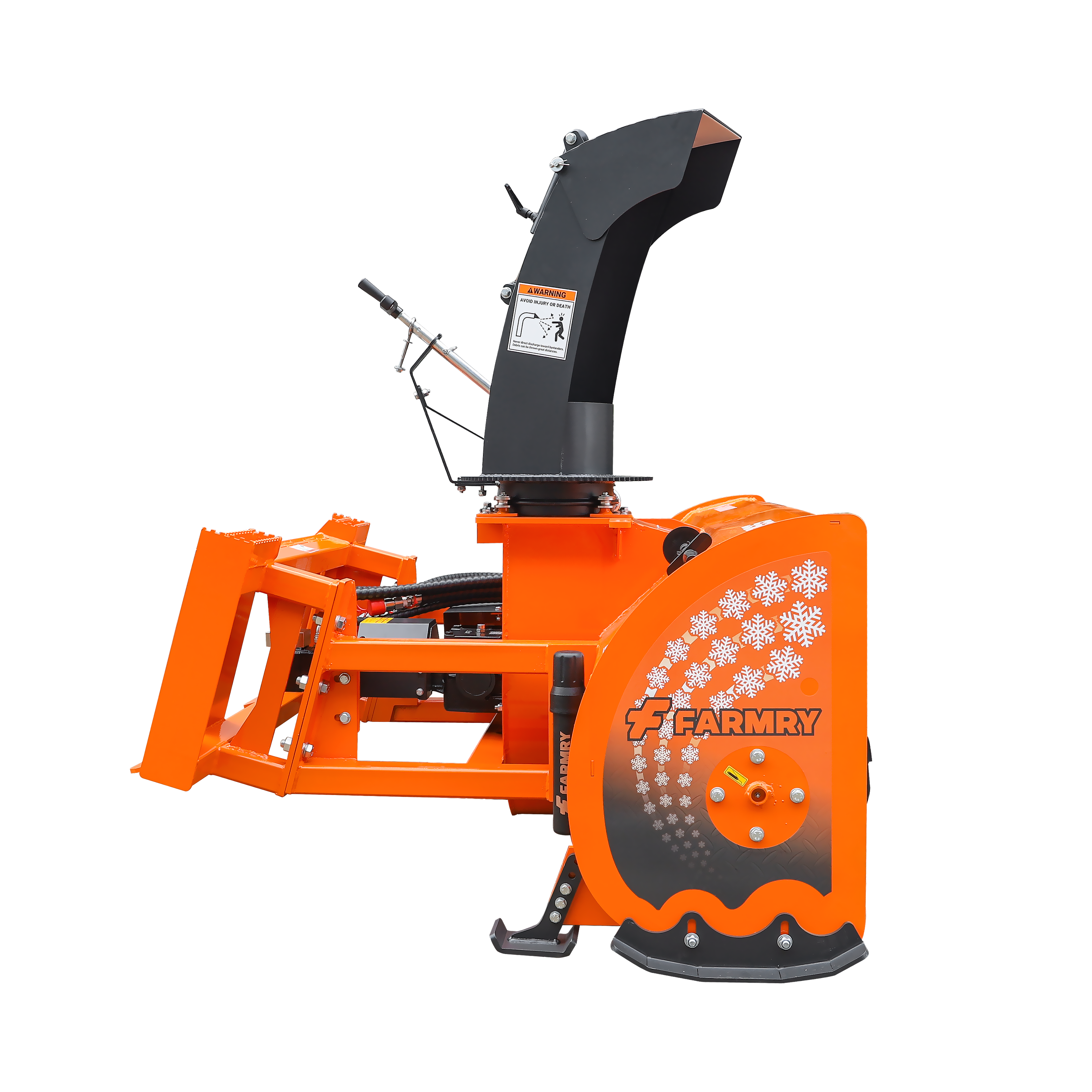 72" Skid Steer Snow Blower, 45-75 HP, REQ. Hydraulic Flow 16-21 GPM, 24" Diameter Impeller, Manual 360° Snow Chute, Snow Shovel for JAM Clearance Included, SSB72