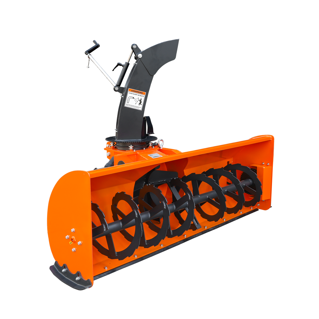 84" 3-Point Hitch Snow Blower for 30-100HP Tractor, CAT 1 & 2, 24" Impeller Diameter, Manual 360° Snow Chute, Snow Shovel for JAM Clearance and PTO Shaft with Clutch Included, TSB84