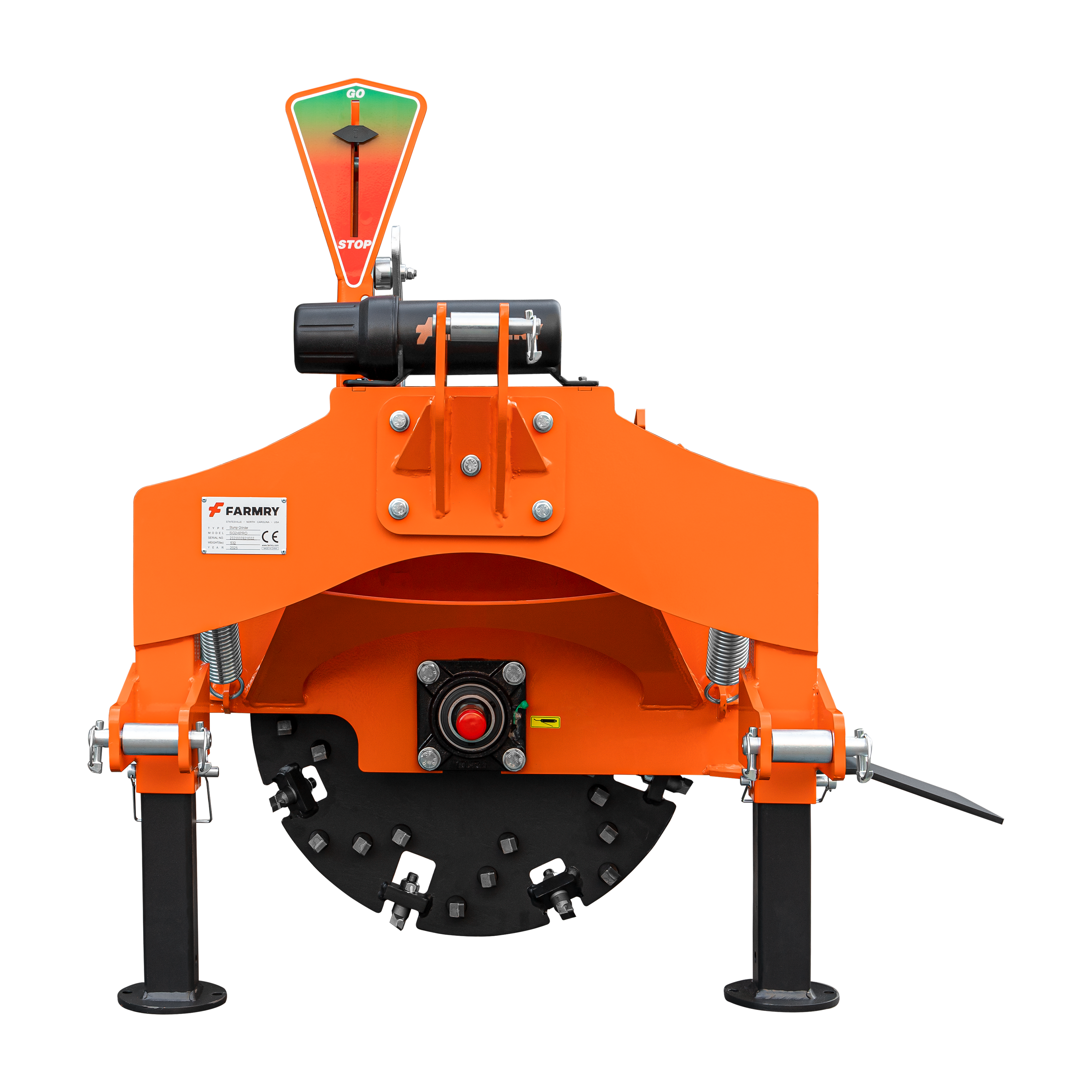 3-Point PTO Stump Grinder PRO, Two Torsion Springs, Speed Indicator, 34 Carbide Teeth, for 15-45HP Tractors, PTO Shaft Included with Slip Clutch. SG24Pro