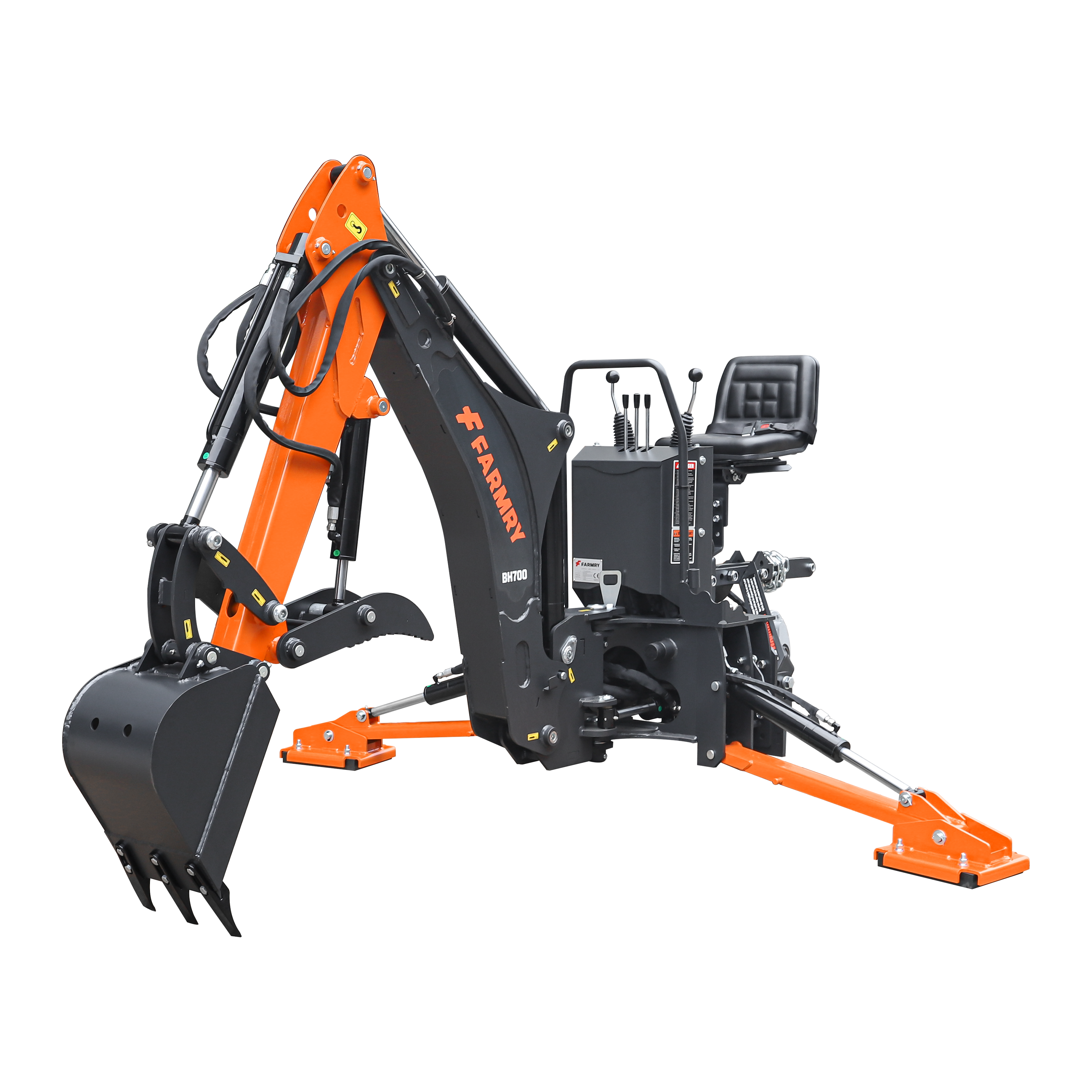 7' Tractor  Backhoe with Curved Boom, 12" Bucket, Hydraulic Grapple Thumb, Self-Contained Gear Pump&Hydraulic Reservoir included, for 25-45 HP, Cat 1&2 Hookup, BH700