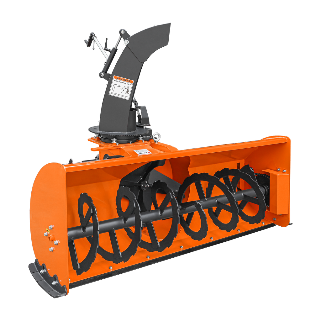 72" 3-Point Hitch Snow Blower for 25-65HP Tractor, CAT 1 & 2, 24" Impeller Diameter, Manual 360° Snow Chute, Snow Shovel for JAM Clearance and PTO Shaft with Clutch Included, TSB72