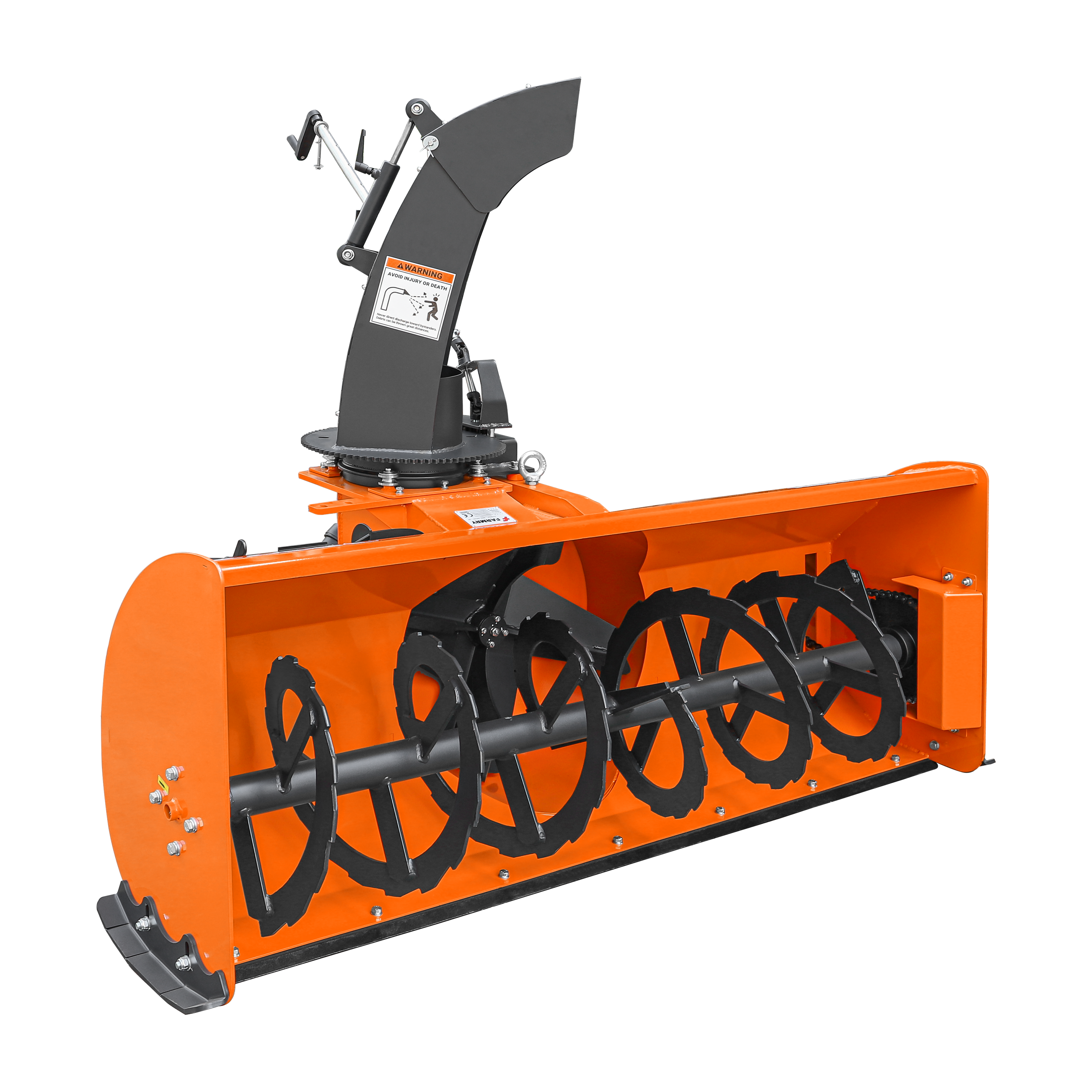 72" 3-Point Hitch Snow Blower for 25-65HP Tractor, CAT 1 & 2, 24" Impeller Diameter, Manual 360° Snow Chute, Snow Shovel for JAM Clearance and PTO Shaft with Clutch Included, TSB72