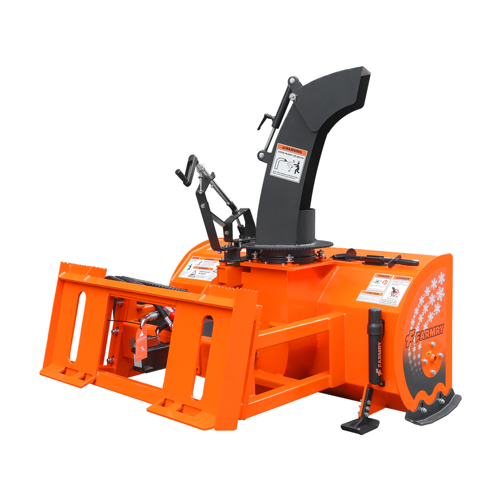 60" Skid Steer Snow Blower, 30-75 HP, REQ. Hydraulic Flow 16-21 GPM, 22" Diameter Impeller, Manual 360° Snow Chute, Snow Shovel for JAM Clearance Included, SSB60