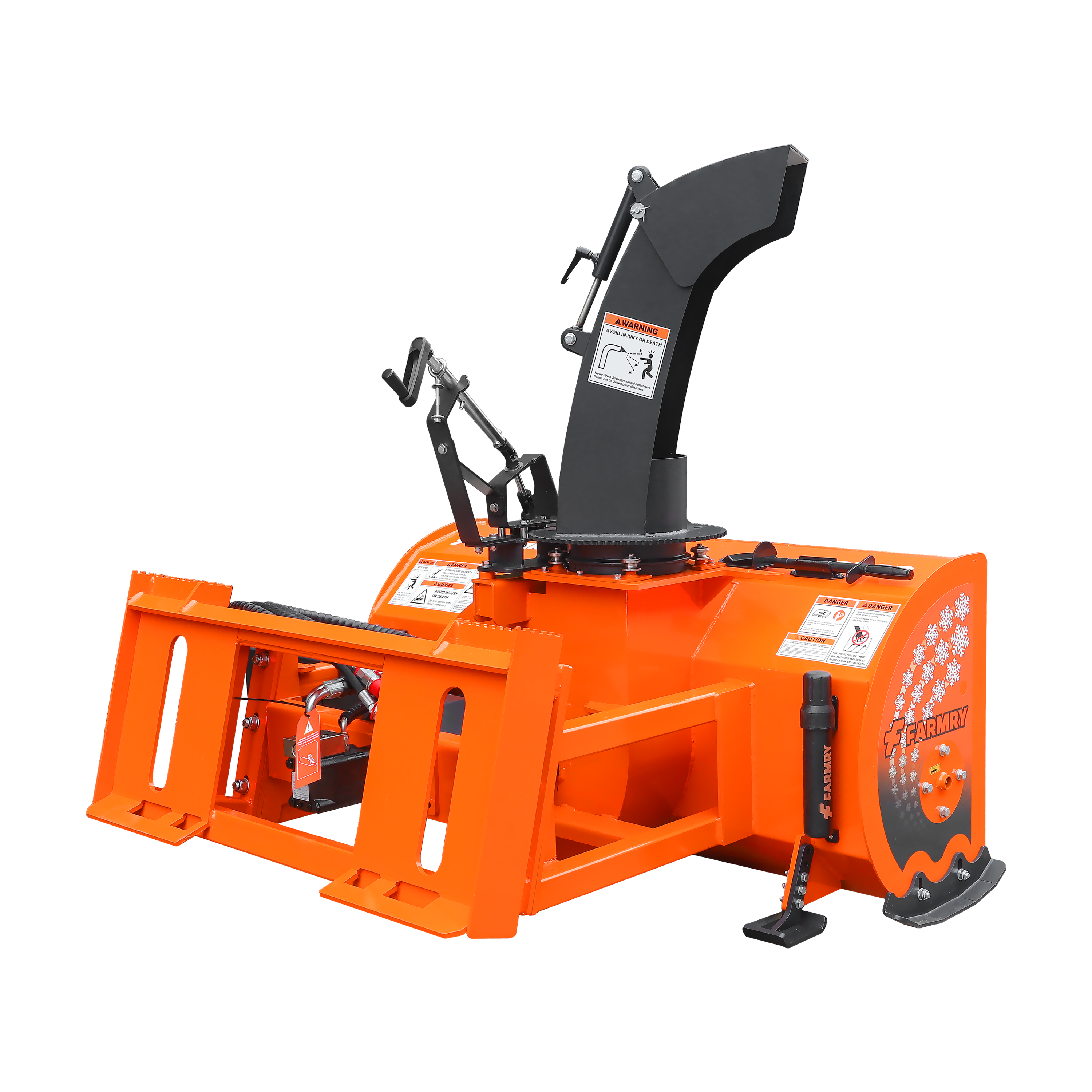 60" Skid Steer Snow Blower, 30-75 HP, REQ. Hydraulic Flow 16-21 GPM, 22" Diameter Impeller, Manual 360° Snow Chute, Snow Shovel for JAM Clearance Included, SSB60