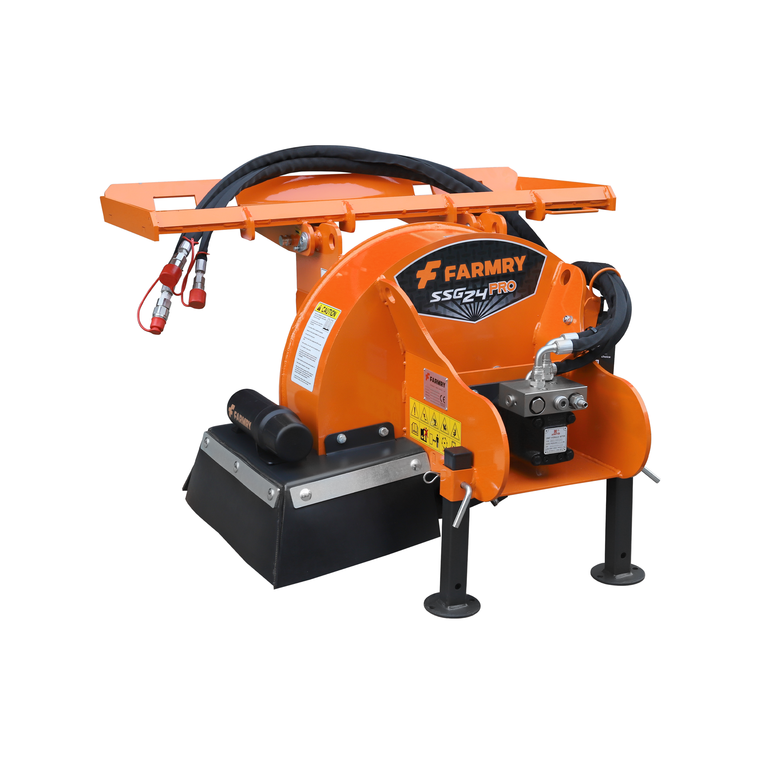 24 in Skid Steer Loader Stump Grinder with Flexible Coupling and 3 Time Indexing Carbide Teeth, 18 to 23GPM, SSG24PRO(Orange)