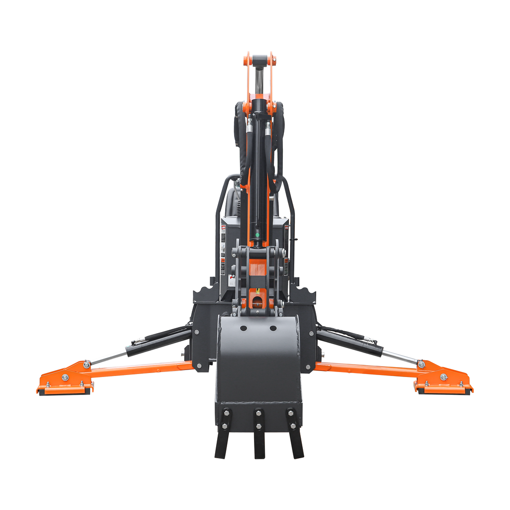 7' Tractor  Backhoe with Curved Boom, 12" Bucket, Mechanical Grapple Thumb, Self-Contained Gear Pump&Hydraulic Reservoir included, for 25-45 HP, Cat 1&2 Hookup, BH700e