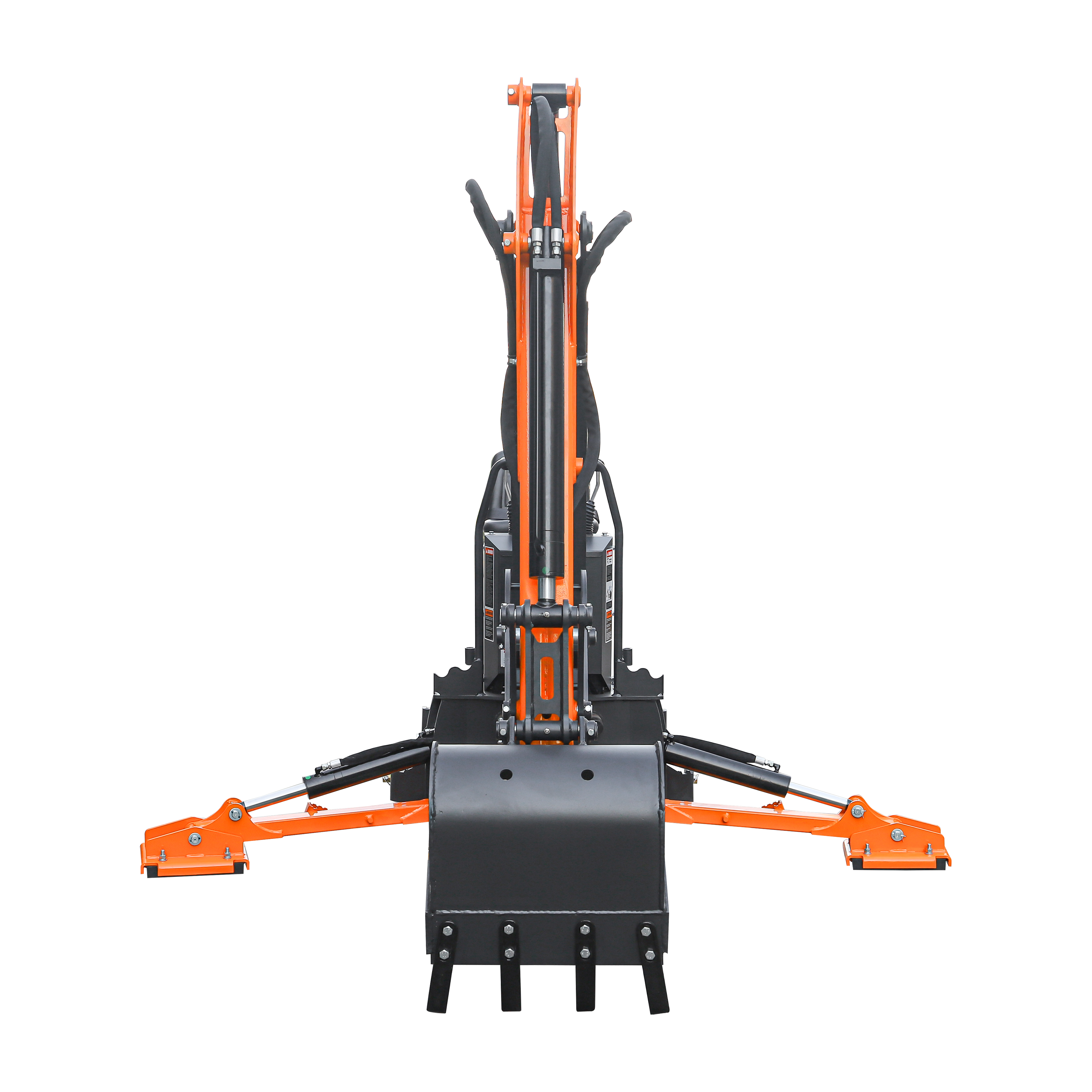 9'2" Tractor  Backhoe with Curved Boom, Italian Original WALVOIL Seven Way Hydraulic Control Valve, 18" Bucket, Hydraulic Grapple Thumb,  Self-Contained One-Piece Gear Pump&Hydraulic Reservoir included, for 45-120 HP, Cat 2 Hookup, BH920Pro