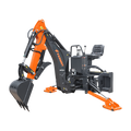 7' Skid Steer Loader Backhoe with Curved Boom, Italian Original WALVOIL Seven Way Hydraulic Control Valve, 12" Bucket, Hydraulic Grapple Thumb included, for 30-60 HP, BHS700Pro